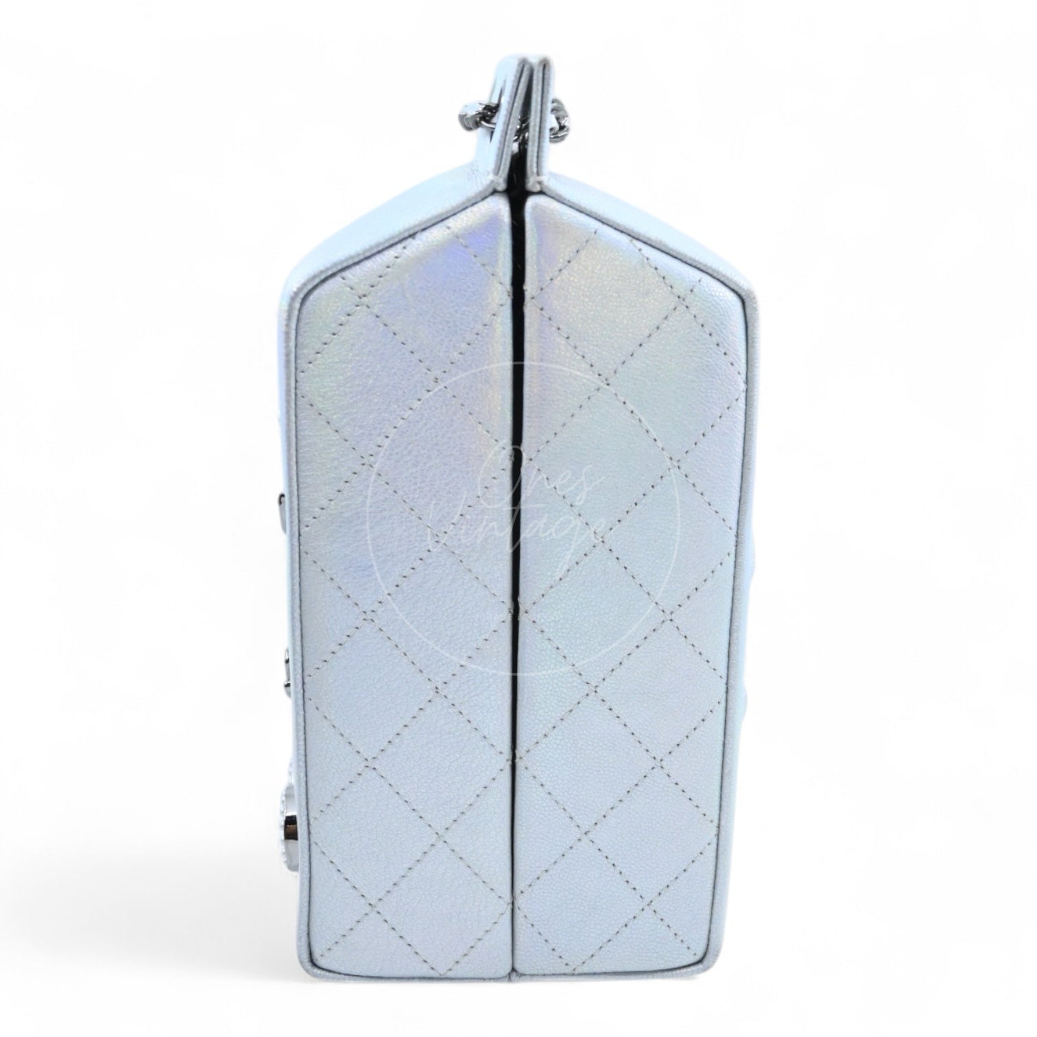 [Pre-owned] Chanel Milk Carton Iridiscent Silver Goatskin Series 20 Bag