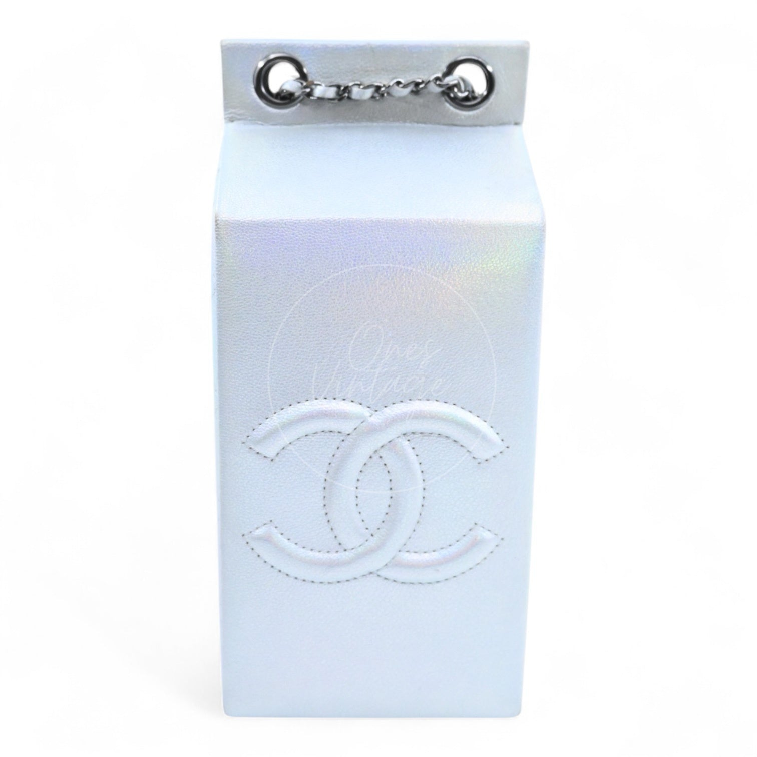 [Pre-owned] Chanel Milk Carton Iridiscent Silver Goatskin Series 20 Bag