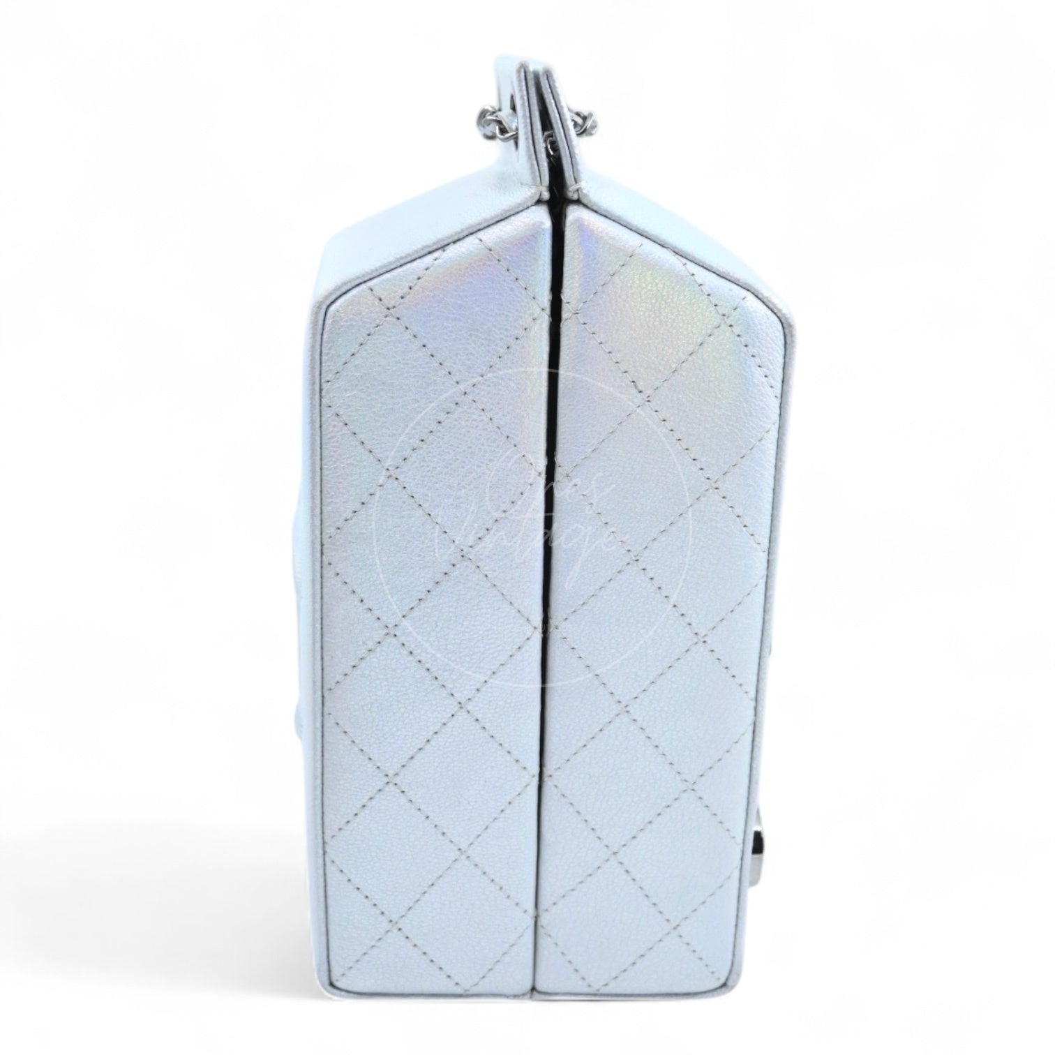 [Pre-owned] Chanel Milk Carton Iridiscent Silver Goatskin Series 20 Bag
