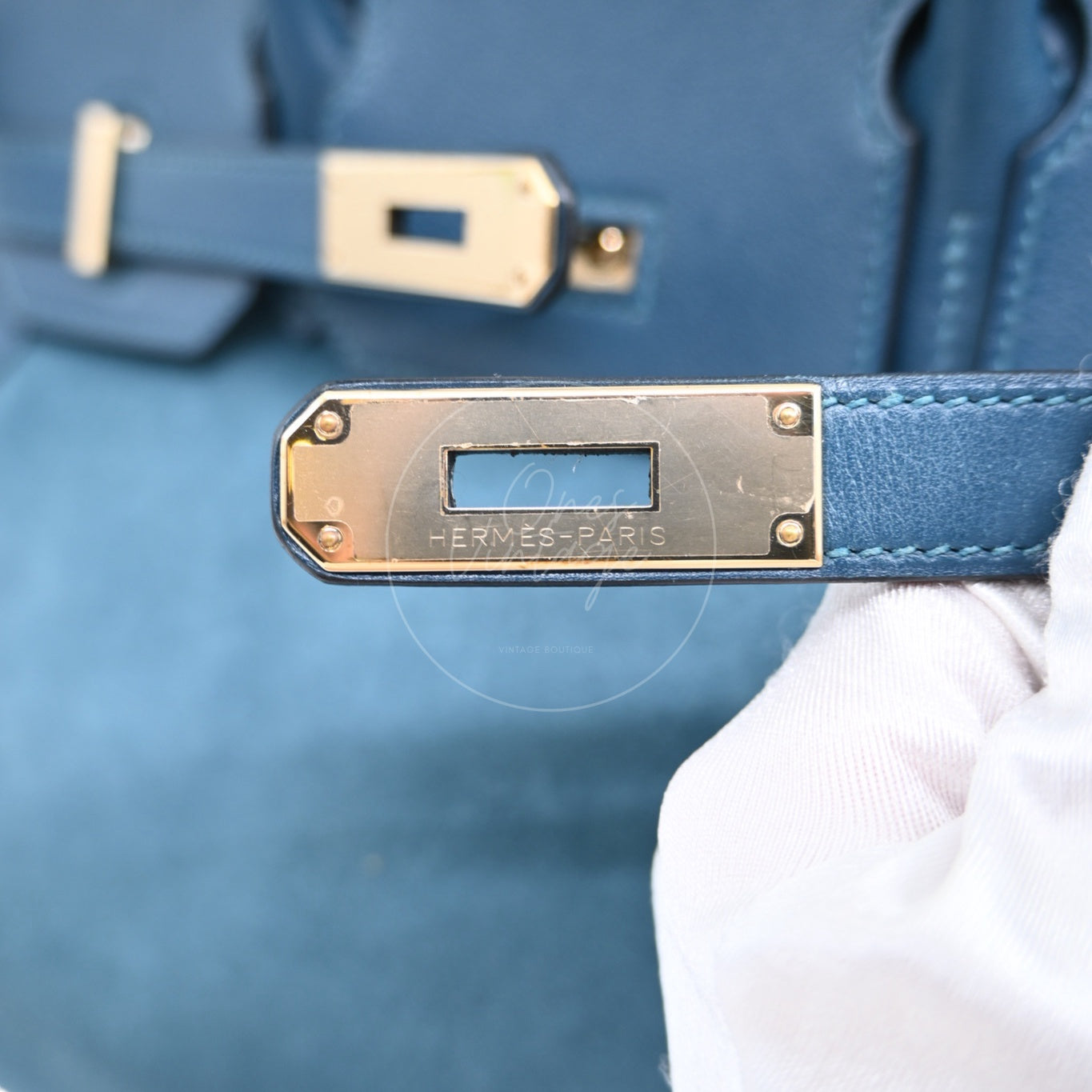 [Pre-owned] Hermes B30 Suede Blue