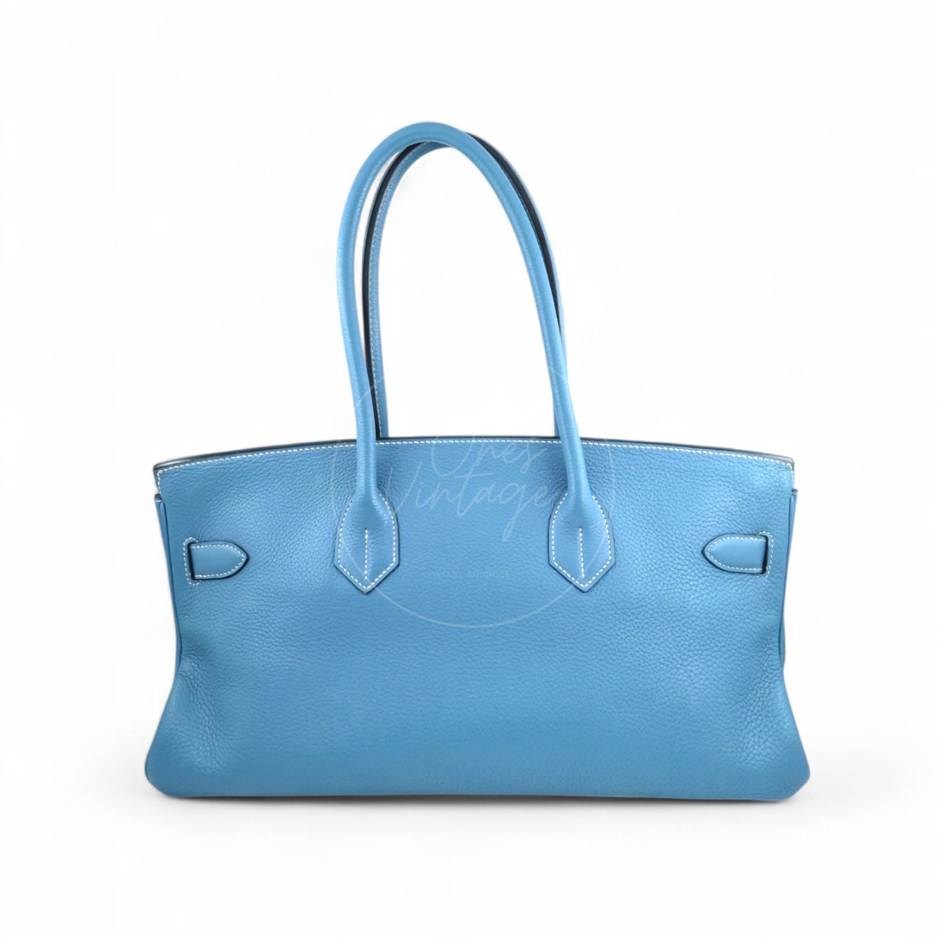 [Pre-owned] Hermes Shoulder Birkin Denim Blue Togo PHW Stamp Square M