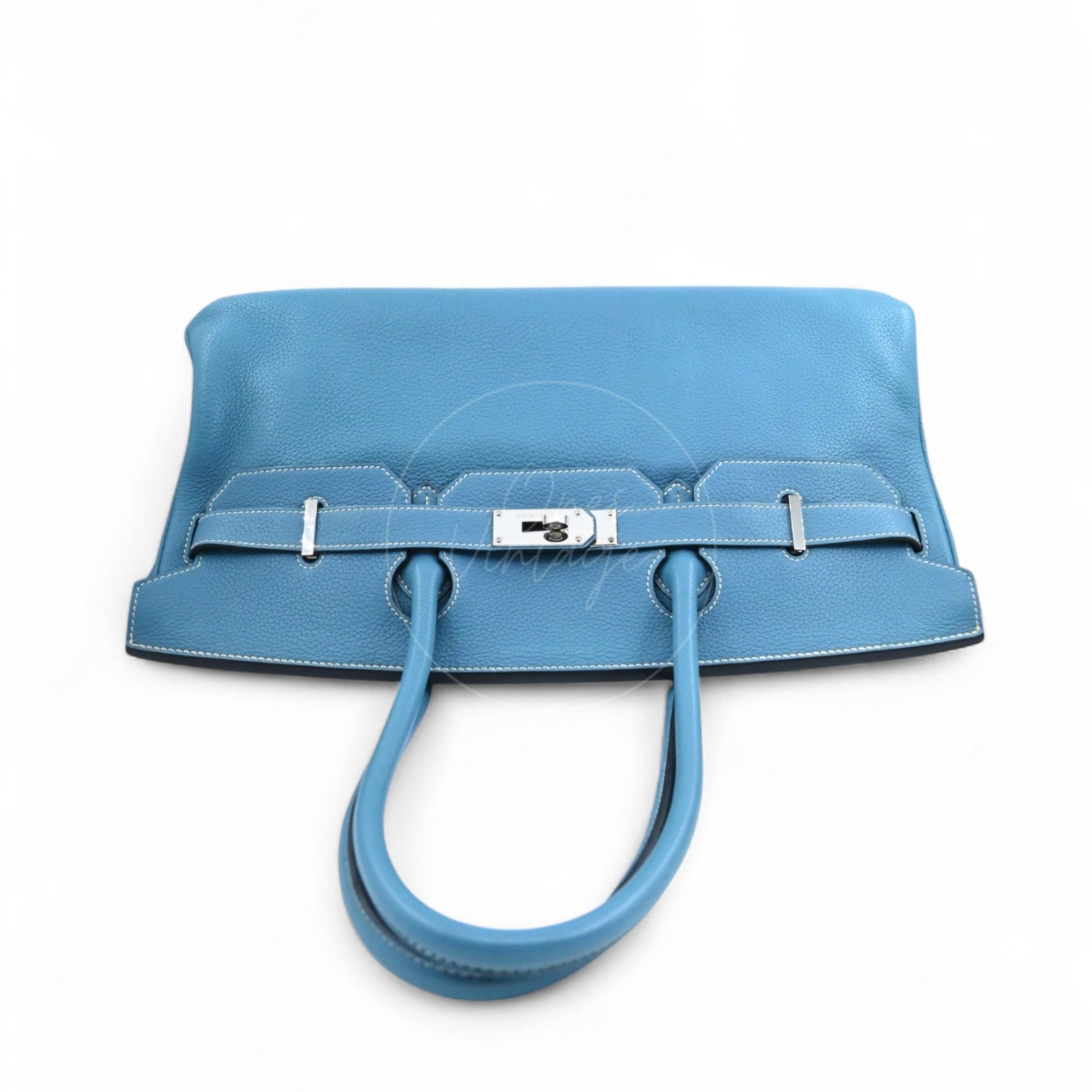 [Pre-owned] Hermes Shoulder Birkin Denim Blue Togo PHW Stamp Square M
