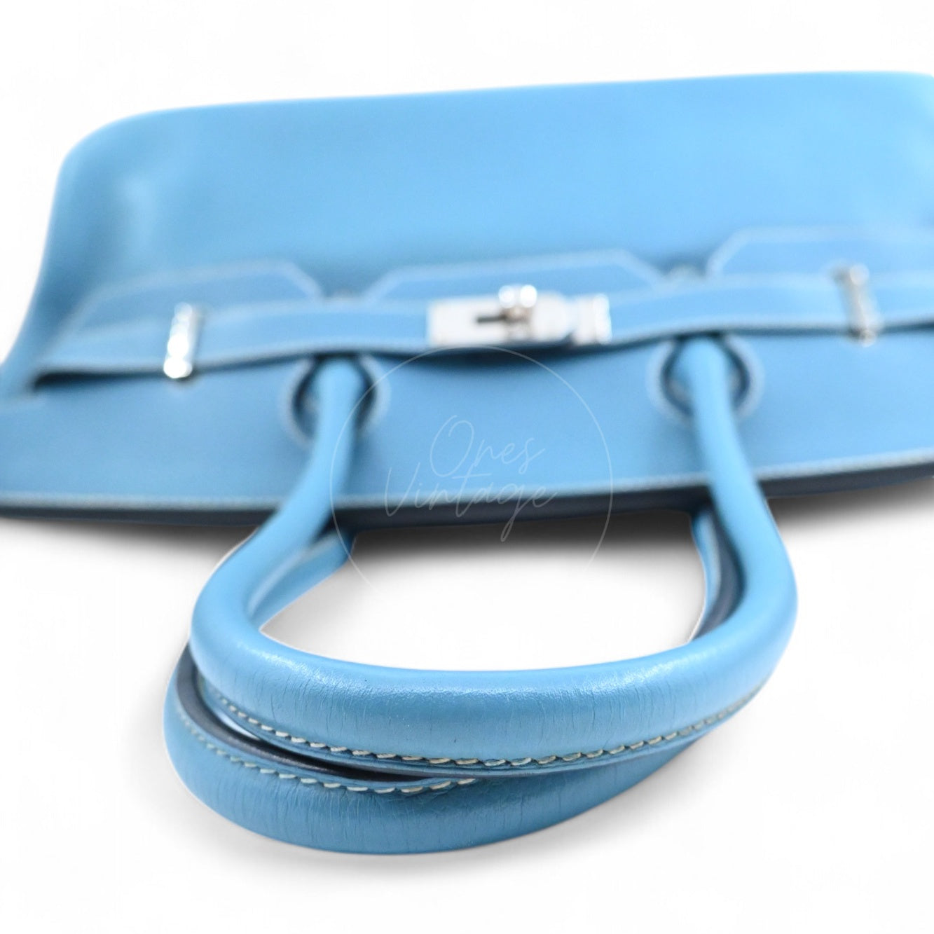 [Pre-owned] Hermes Shoulder Birkin Denim Blue Togo PHW Stamp Square M