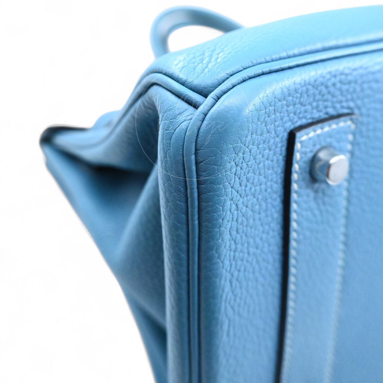 [Pre-owned] Hermes Shoulder Birkin Denim Blue Togo PHW Stamp Square M