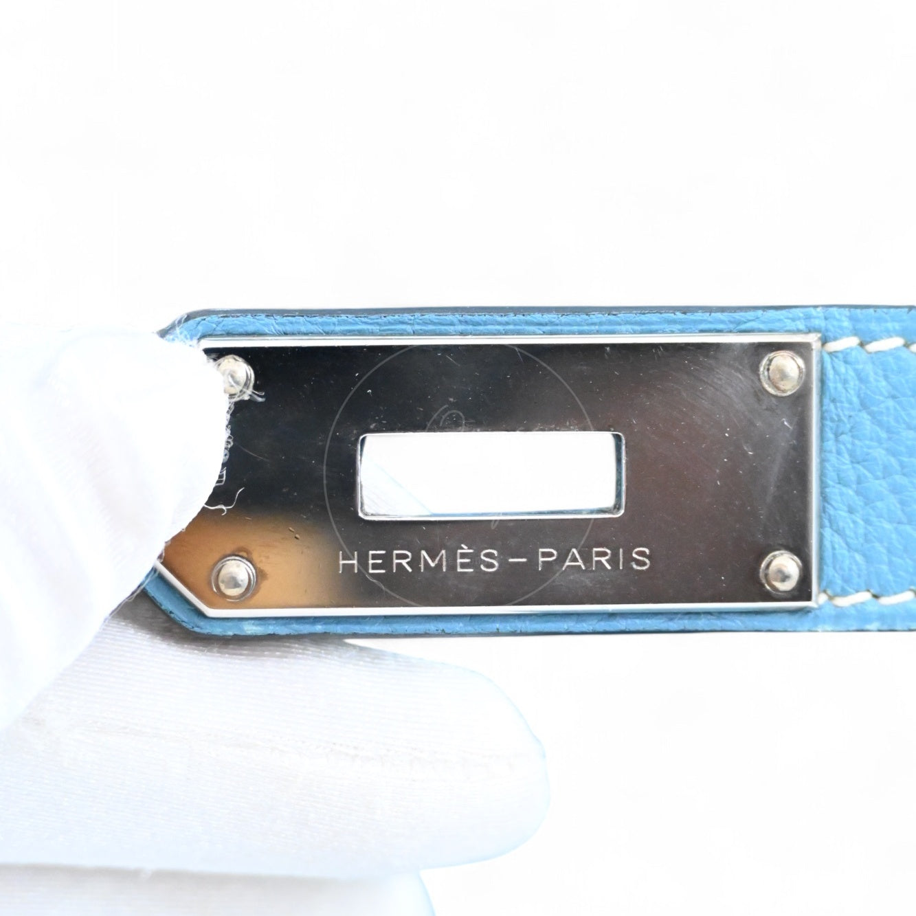 [Pre-owned] Hermes Shoulder Birkin Denim Blue Togo PHW Stamp Square M
