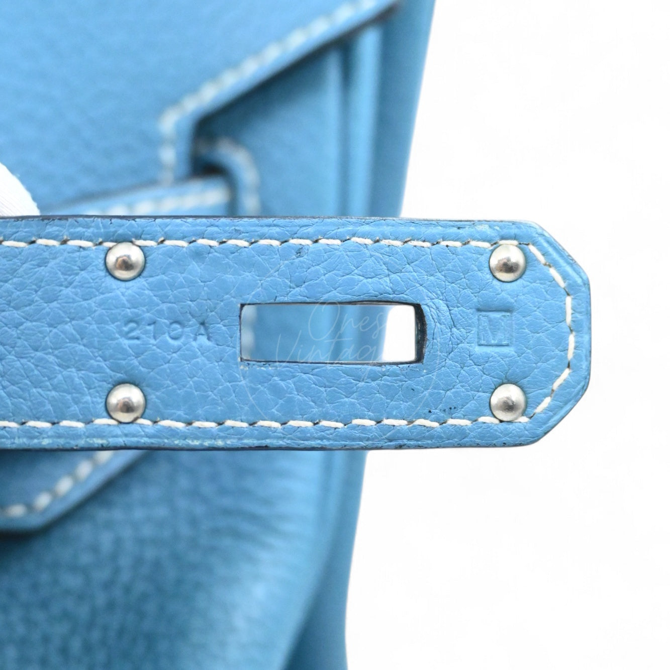 [Pre-owned] Hermes Shoulder Birkin Denim Blue Togo PHW Stamp Square M