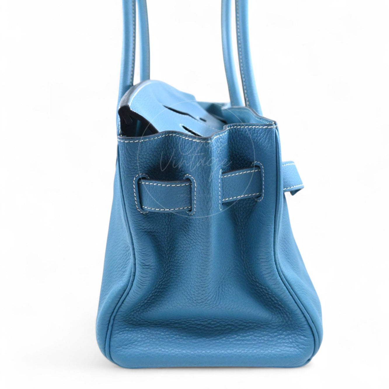 [Pre-owned] Hermes Shoulder Birkin Denim Blue Togo PHW Stamp Square M