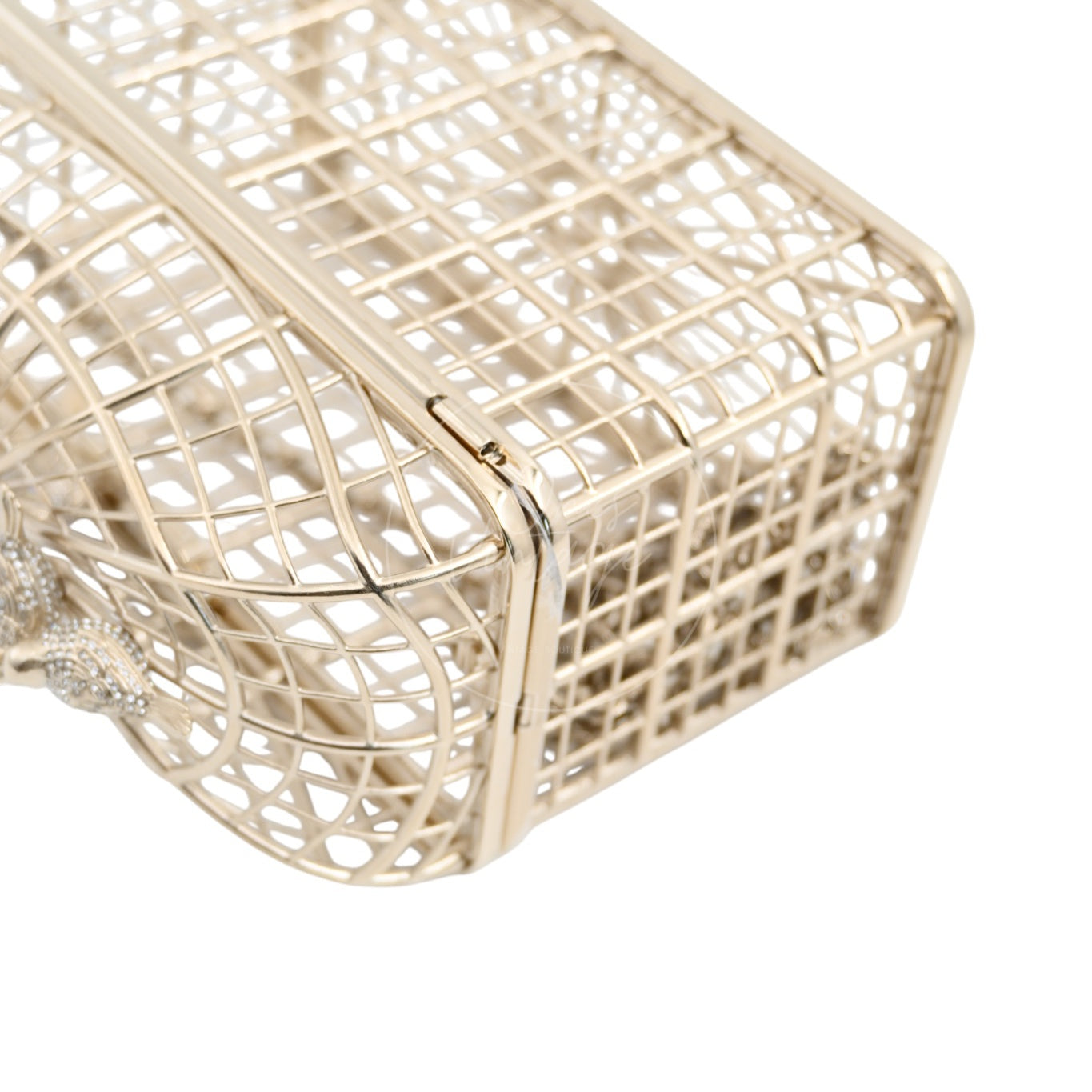 [Pre-owned] Chanel Bird Cage Minaudière in Gold-Tone Metal & Crystals Evening Handbag