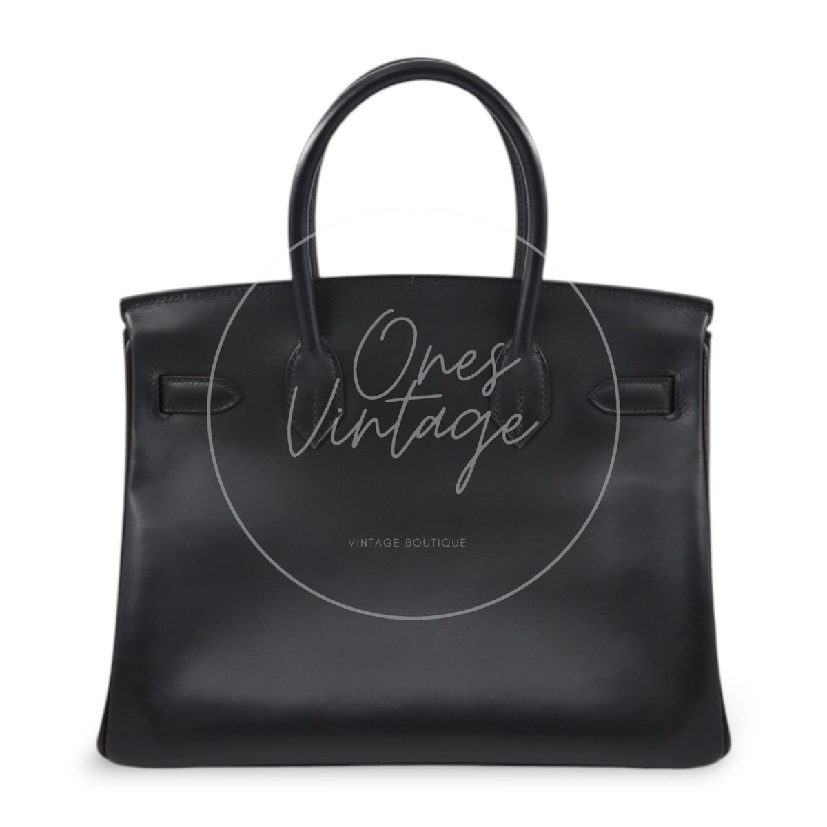 Hermes Birkin 30 Box Leather GHW Ébène and Black Square I