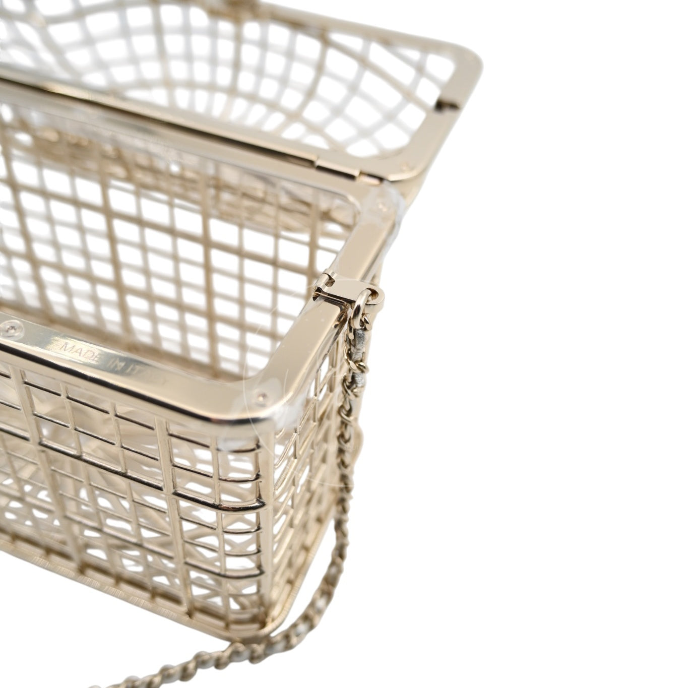 [Pre-owned] Chanel Bird Cage Minaudière in Gold-Tone Metal & Crystals Evening Handbag