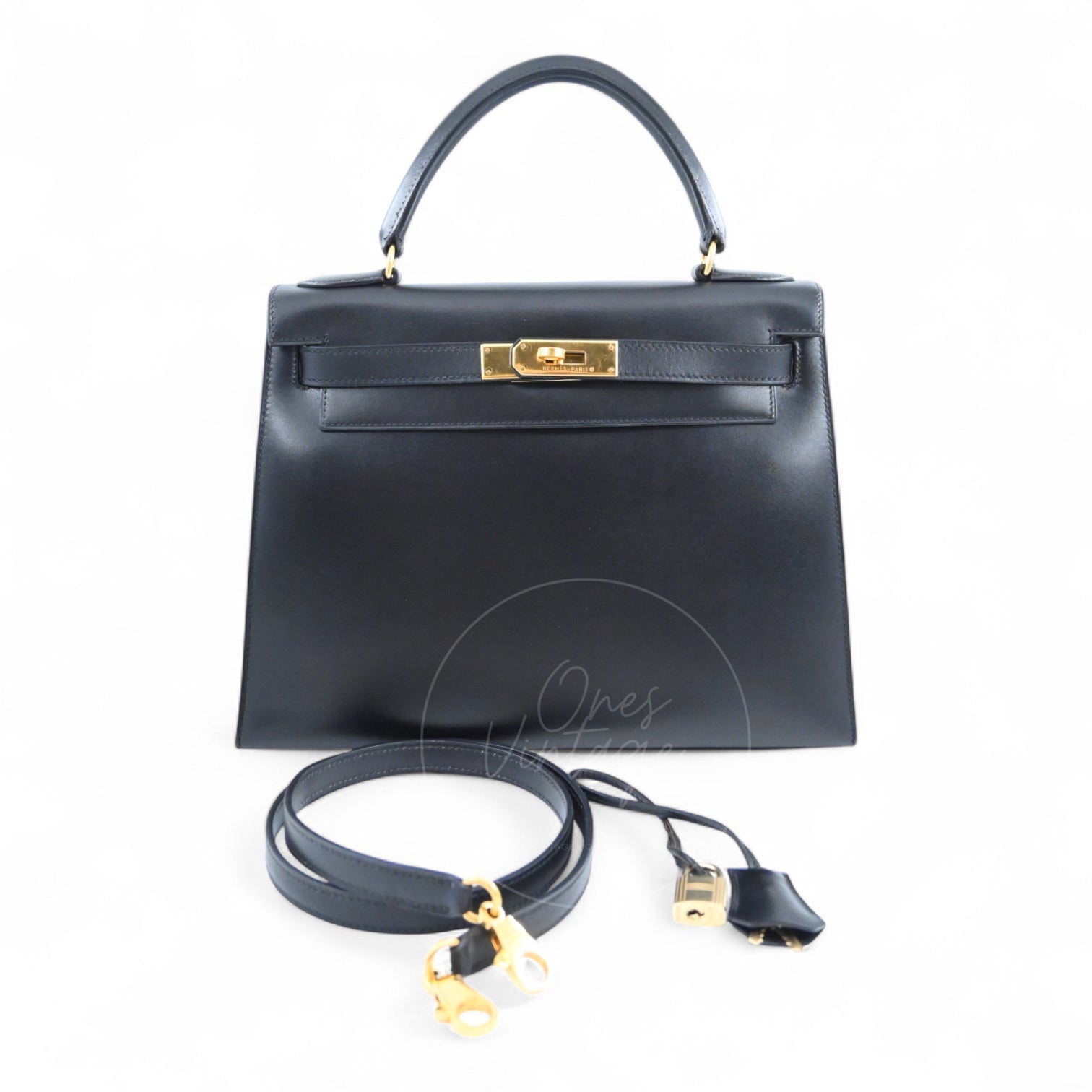 [Pre-owned] Hermes Kelly 28 Black Box GHW Stamp Circle Z