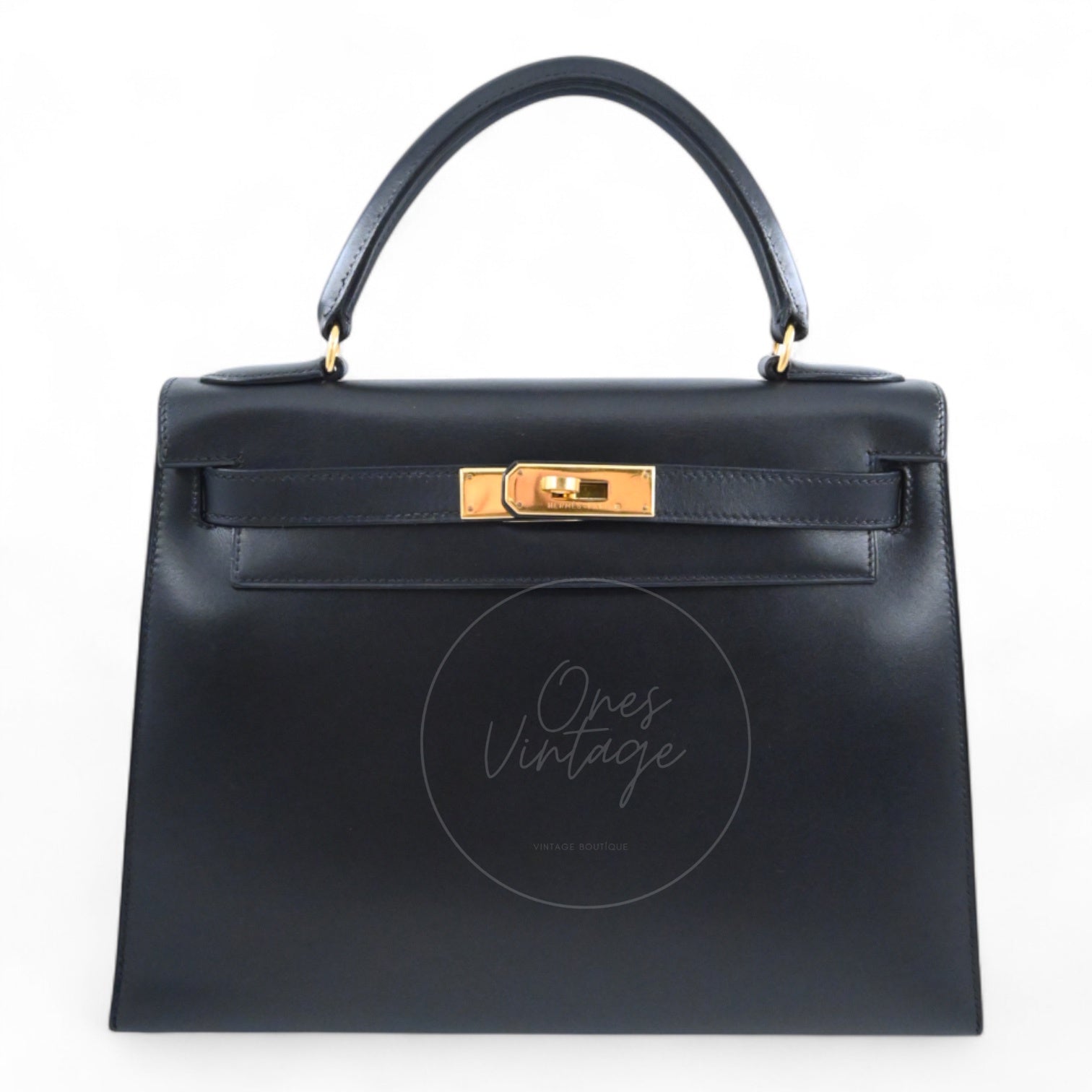 [Pre-owned] Hermes Kelly 28 Black Box GHW Stamp Circle Z