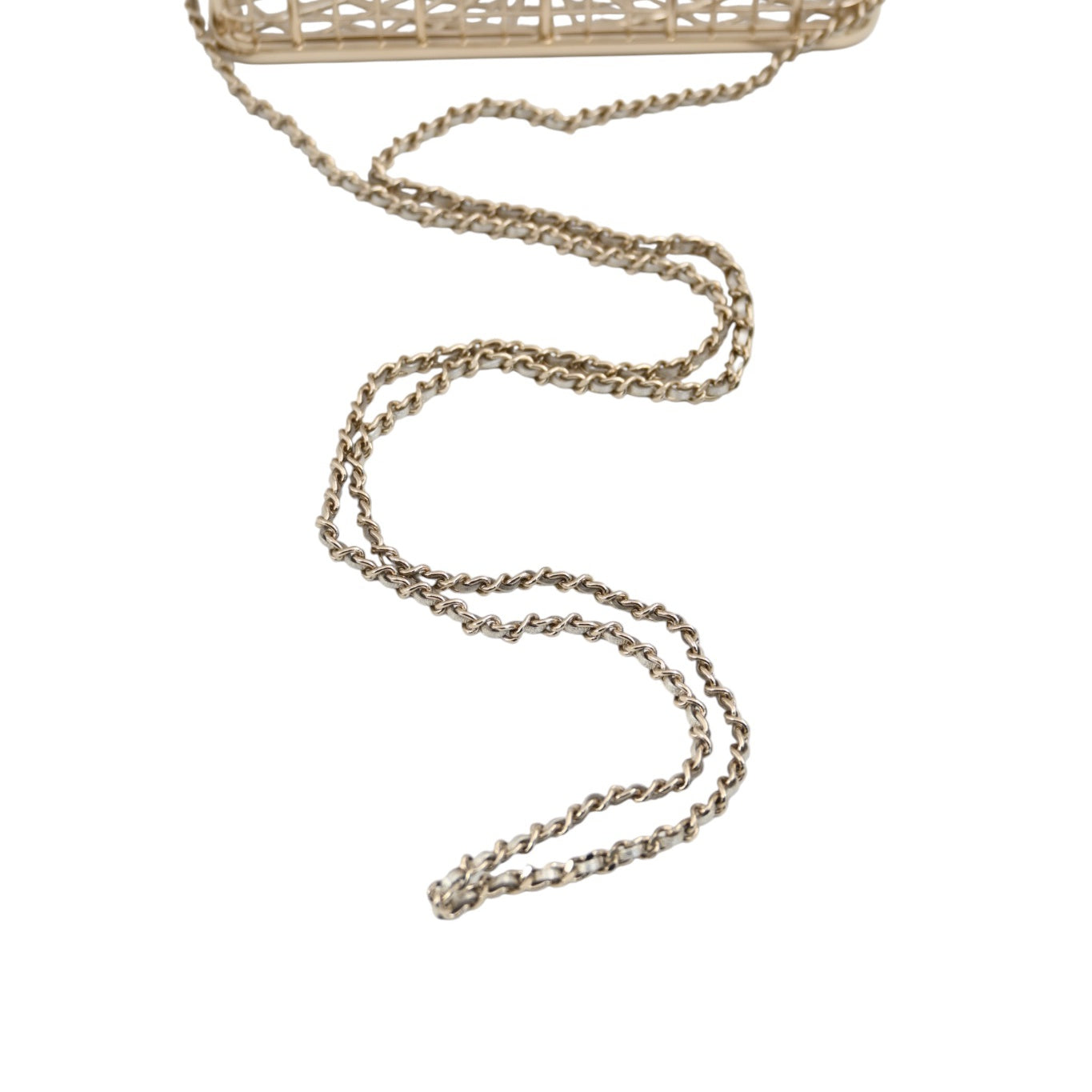 [Pre-owned] Chanel Bird Cage Minaudière in Gold-Tone Metal & Crystals Evening Handbag