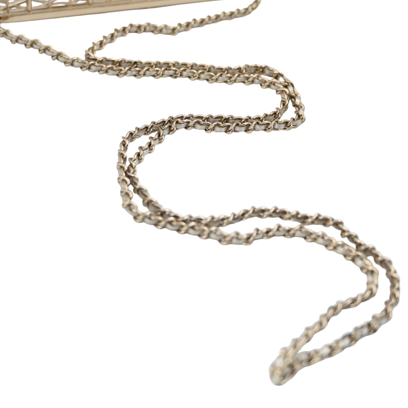 [Pre-owned] Chanel Bird Cage Minaudière in Gold-Tone Metal & Crystals Evening Handbag