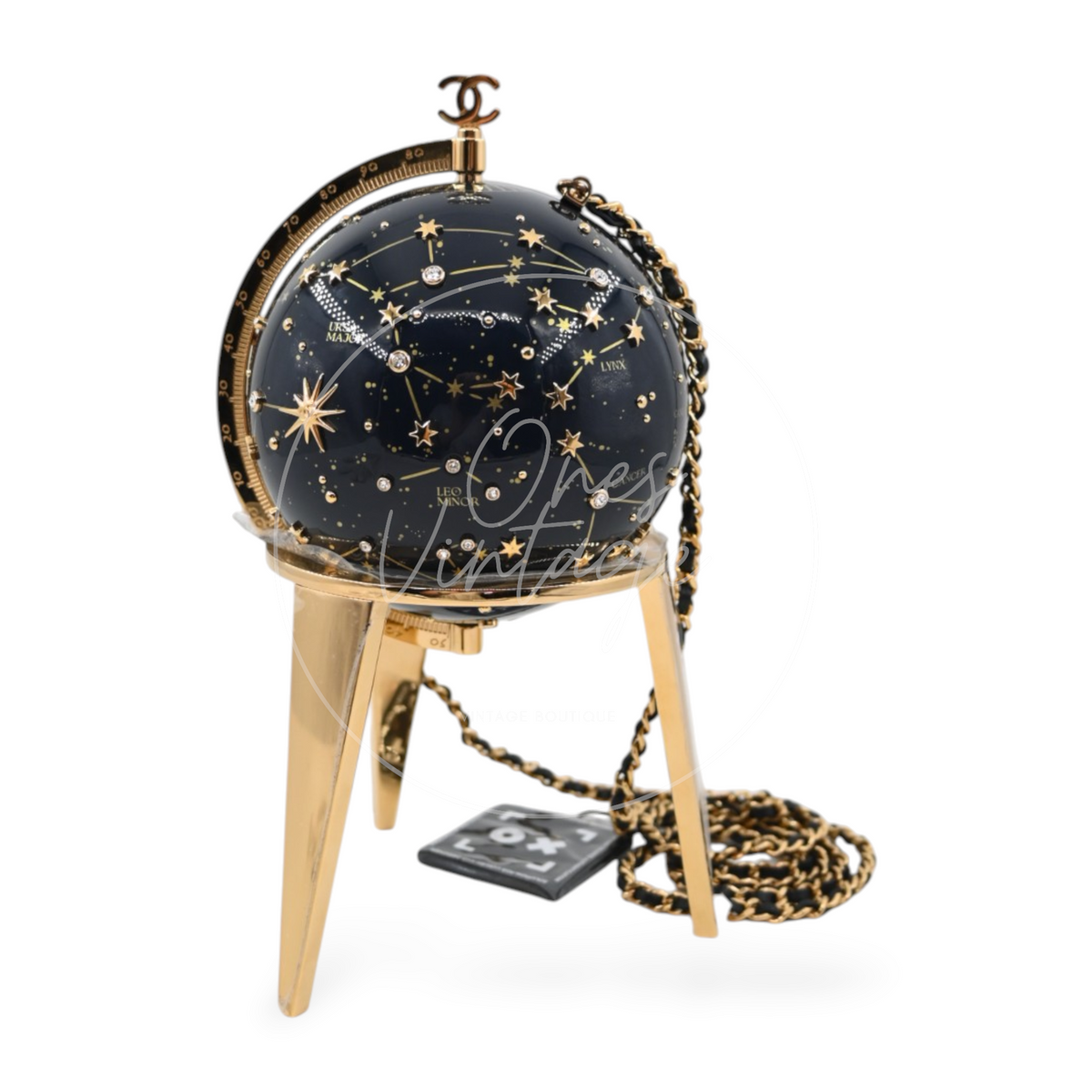 Chanel Constellation Globe Minaudiè Resin Strass GHW Dark Blue Gold Series KX