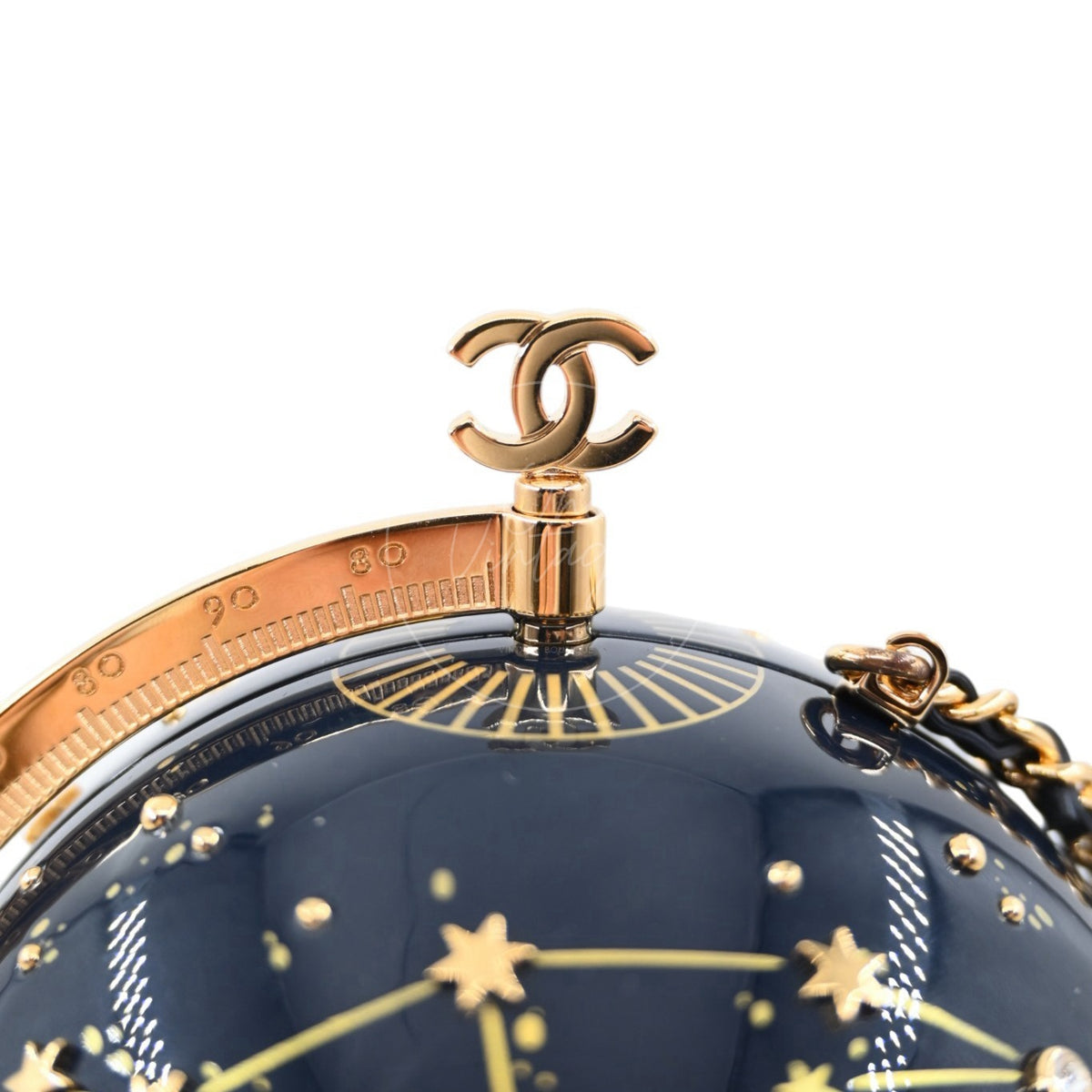 Chanel Constellation Globe Minaudiè Resin Strass GHW Dark Blue Gold Series KX