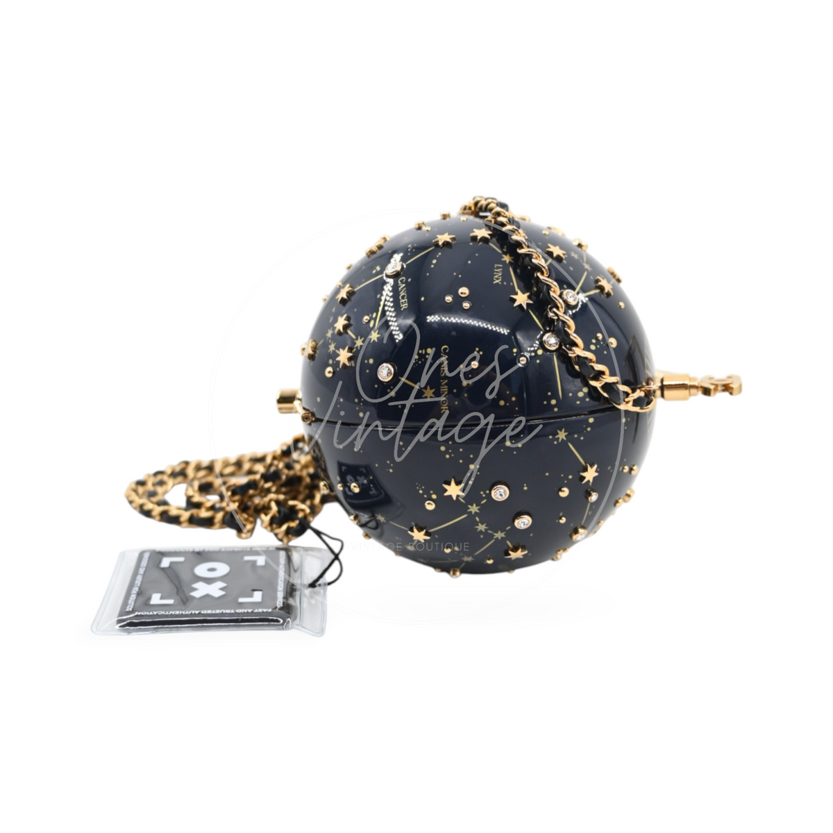 Chanel Constellation Globe Minaudiè Resin Strass GHW Dark Blue Gold Series KX
