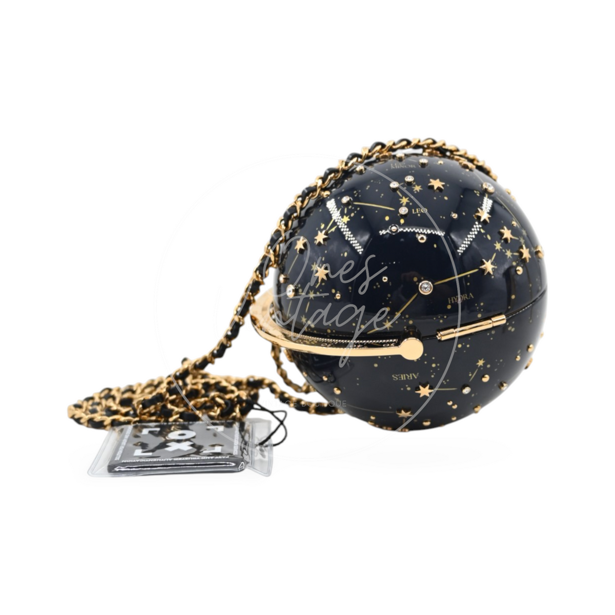 Chanel Constellation Globe Minaudiè Resin Strass GHW Dark Blue Gold Series KX