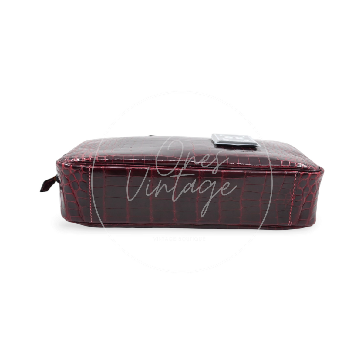 Hermès 28 Plume Elan Burgundy Crocodile Handbag GHW Square F