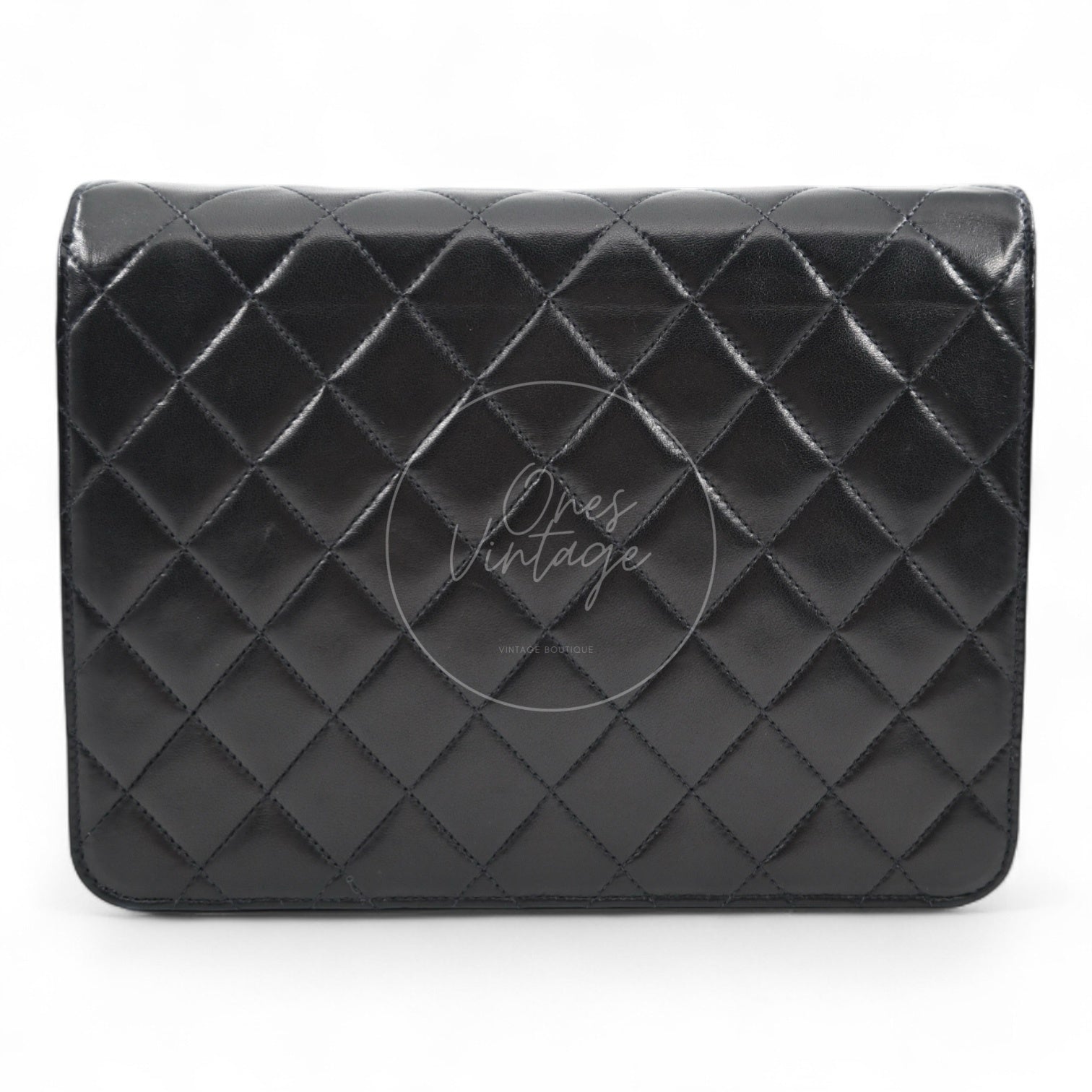 [Pre-owned] Chanel Vintage Matelasse Black lambskin Single Flap Bag