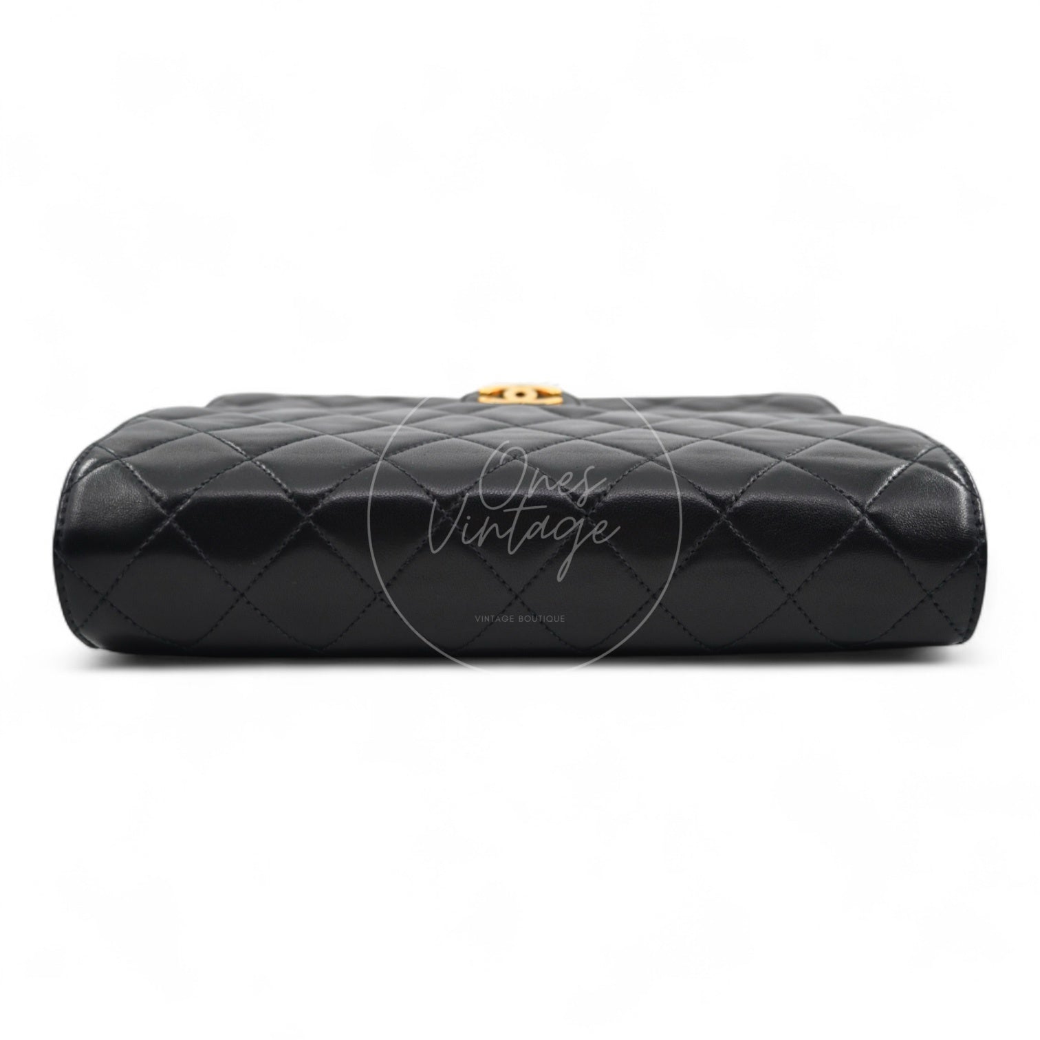 [Pre-owned] Chanel Vintage Matelasse Black lambskin Single Flap Bag