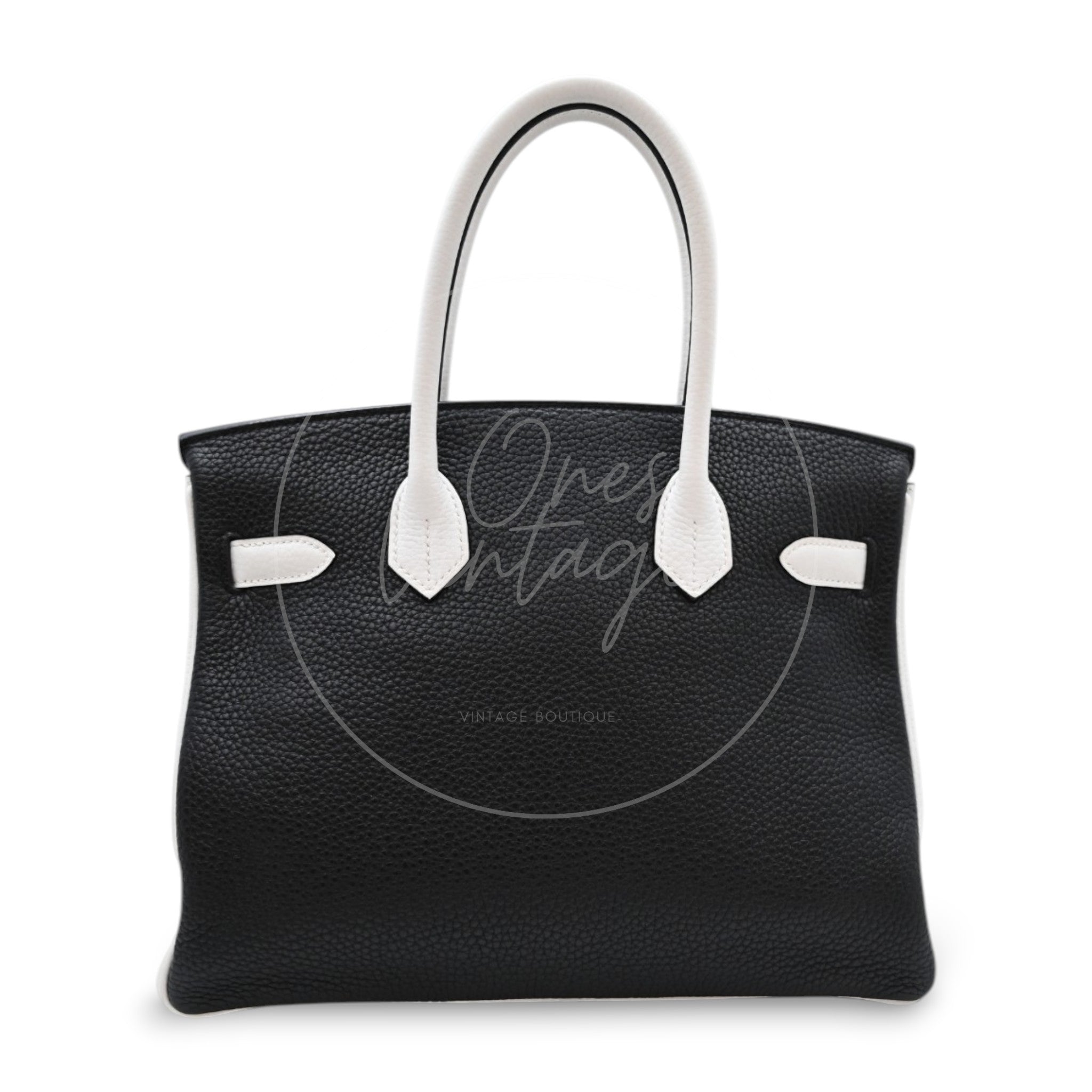 [Pre-owned] Hermes Birkin 30 HSS Black and White GHW Stamp C