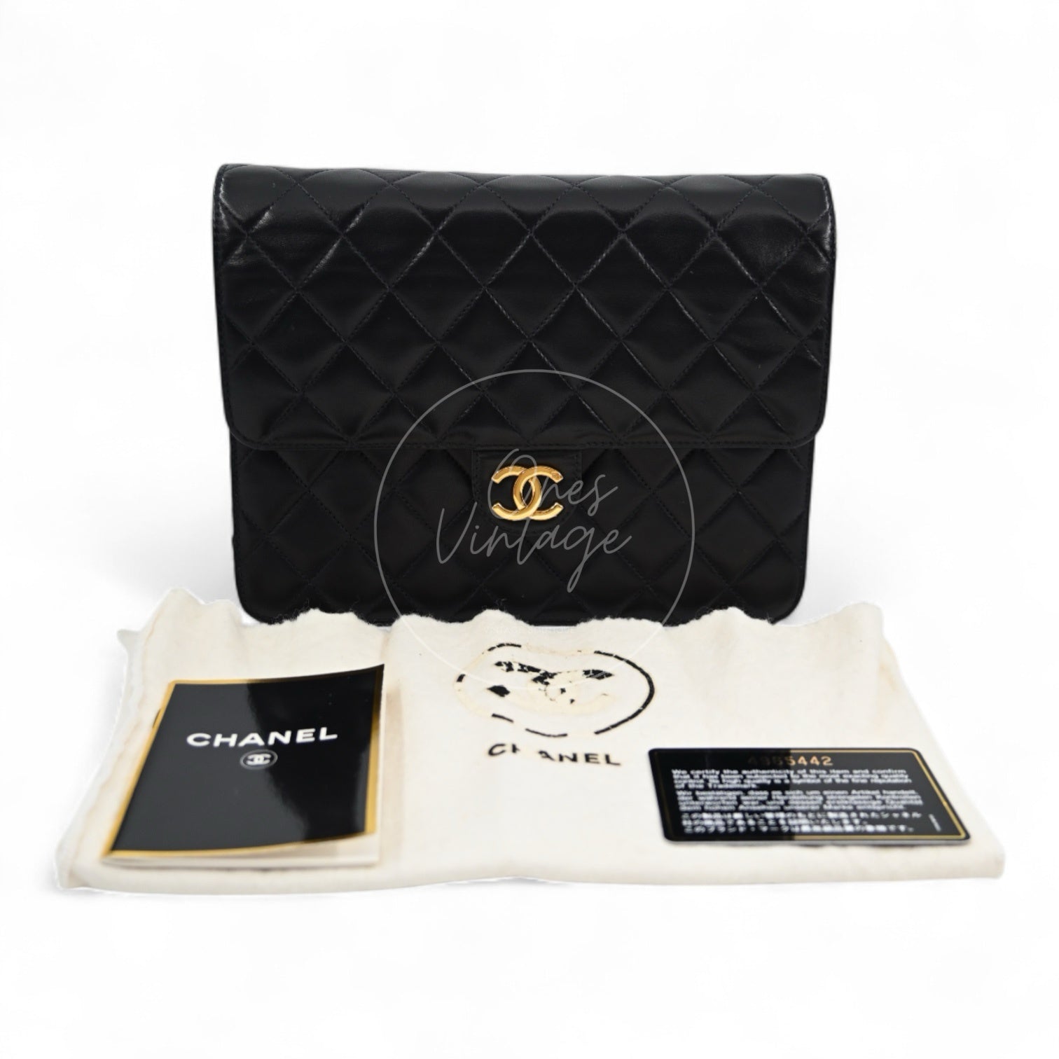 [Pre-owned] Chanel Vintage Matelasse Black lambskin Single Flap Bag