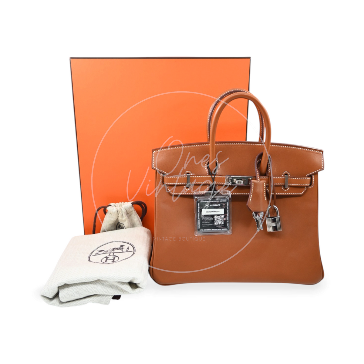 Hermes Birkin 25 Smooth Barenia PHW Gold Stamp D