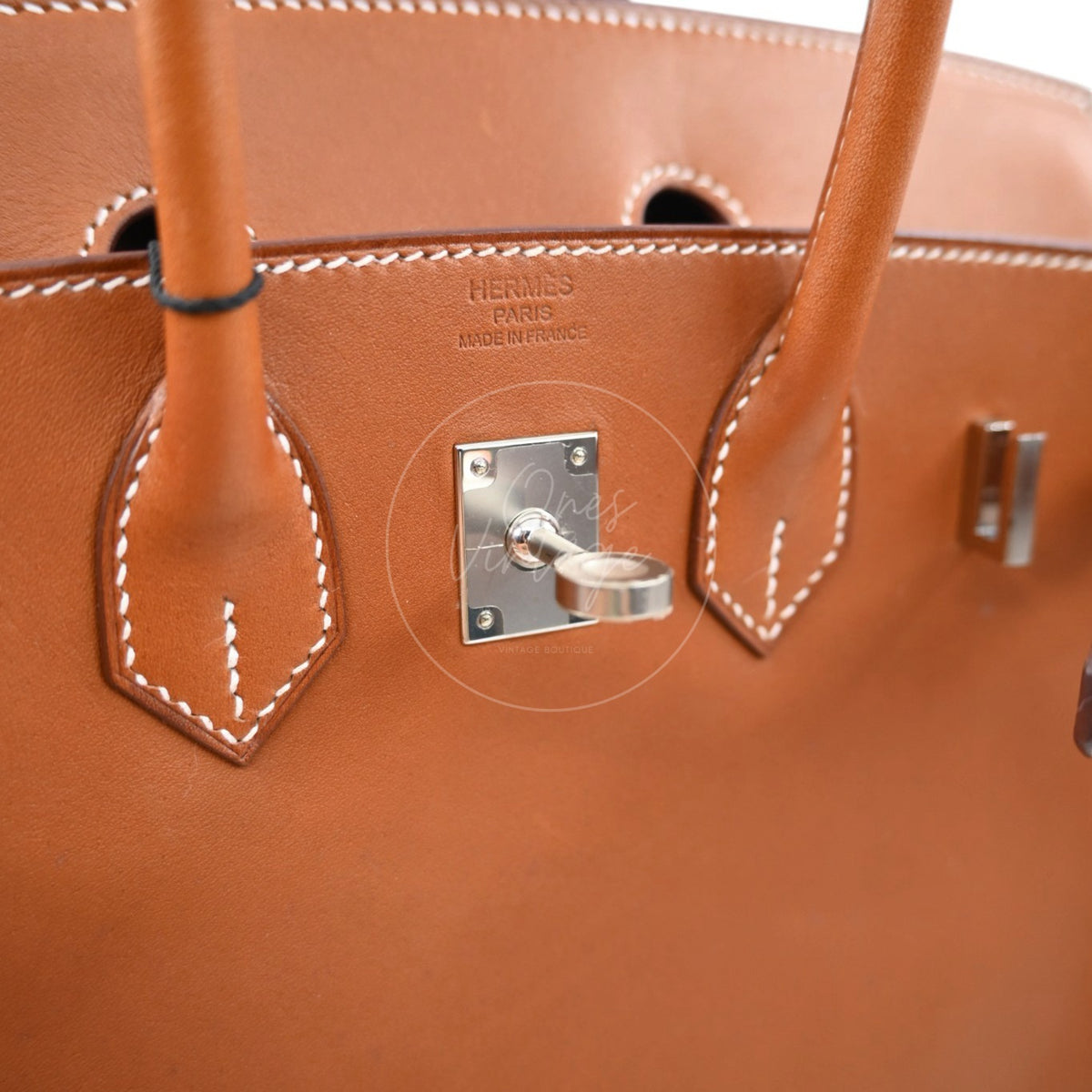 Hermes Birkin 25 Smooth Barenia PHW Gold Stamp D