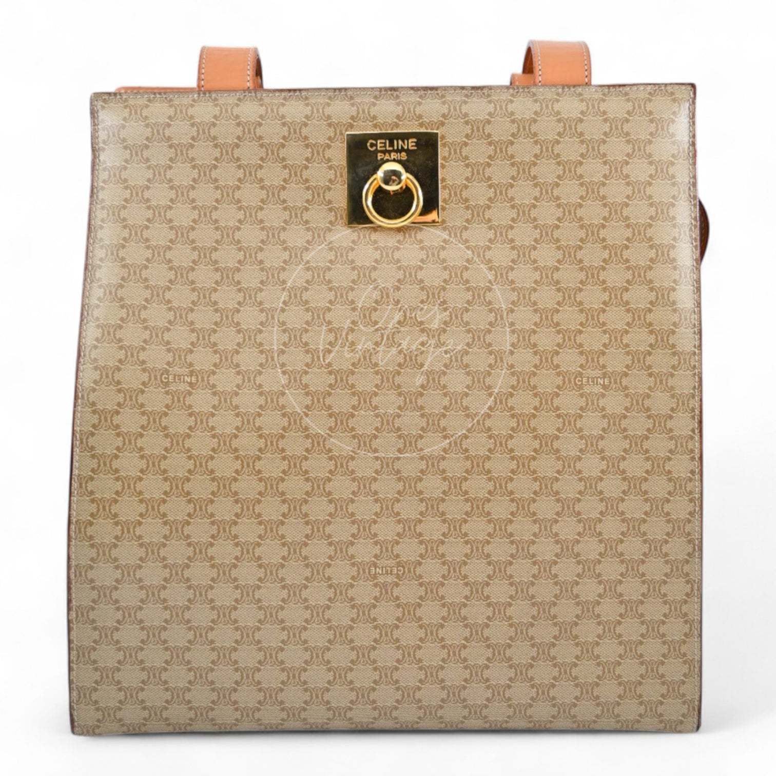 [Pre-owned] Celine Beige Monogram Tote Bag