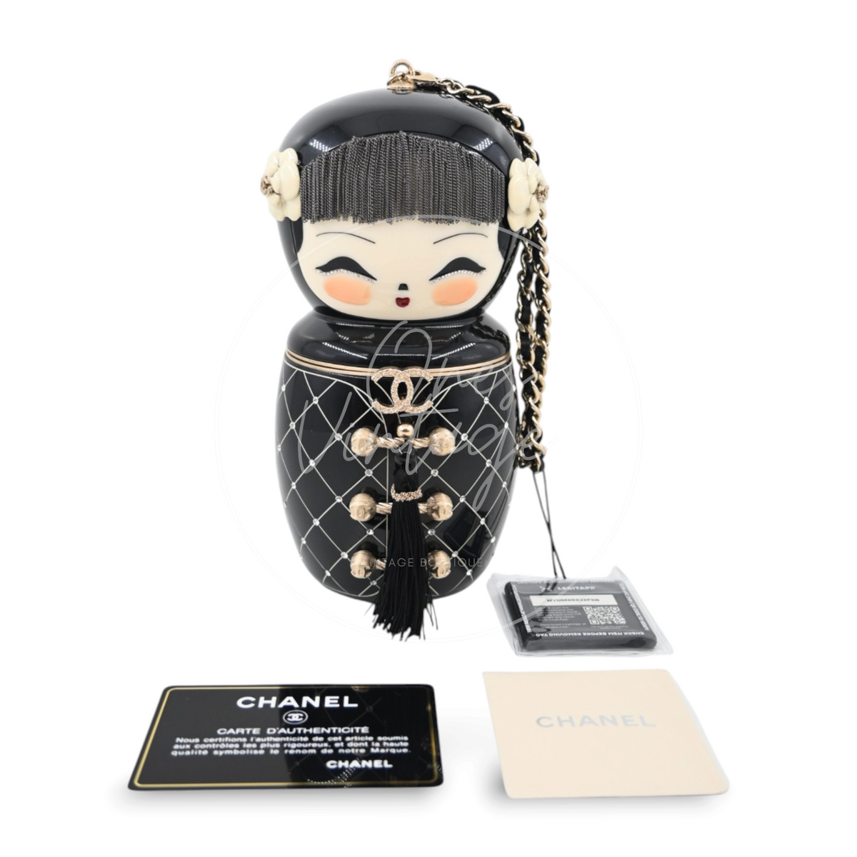 Chanel Resin Paris-Shanghai Doll Evening Bag GHW Black Series 12