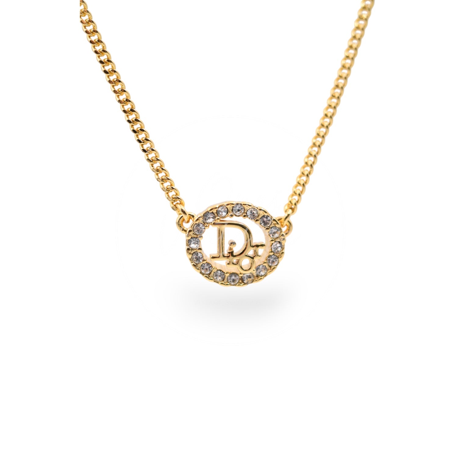 [Pre-owned] Christian Dior Crystal-embellished Logo-pendant Necklace