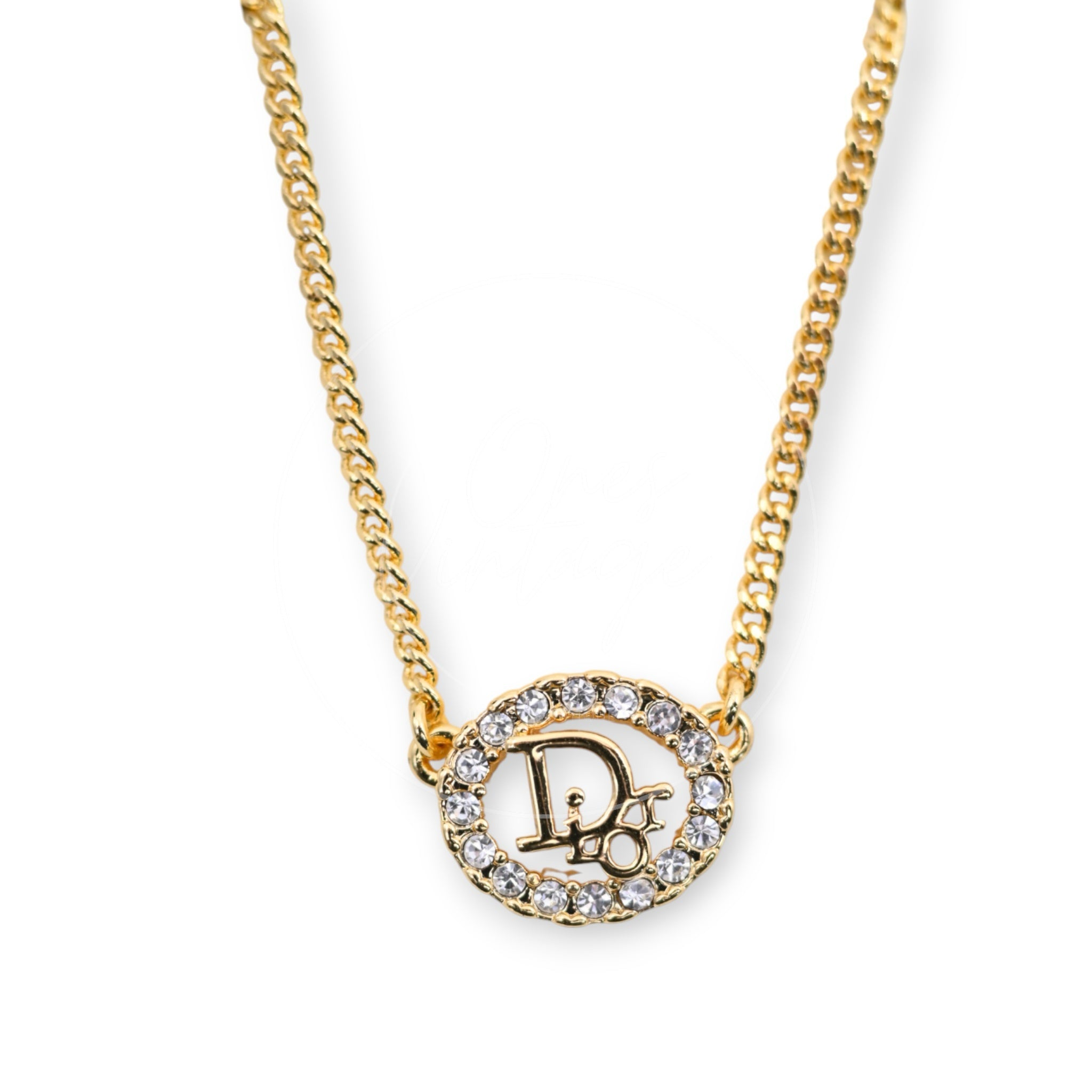 [Pre-owned] Christian Dior Crystal-embellished Logo-pendant Necklace