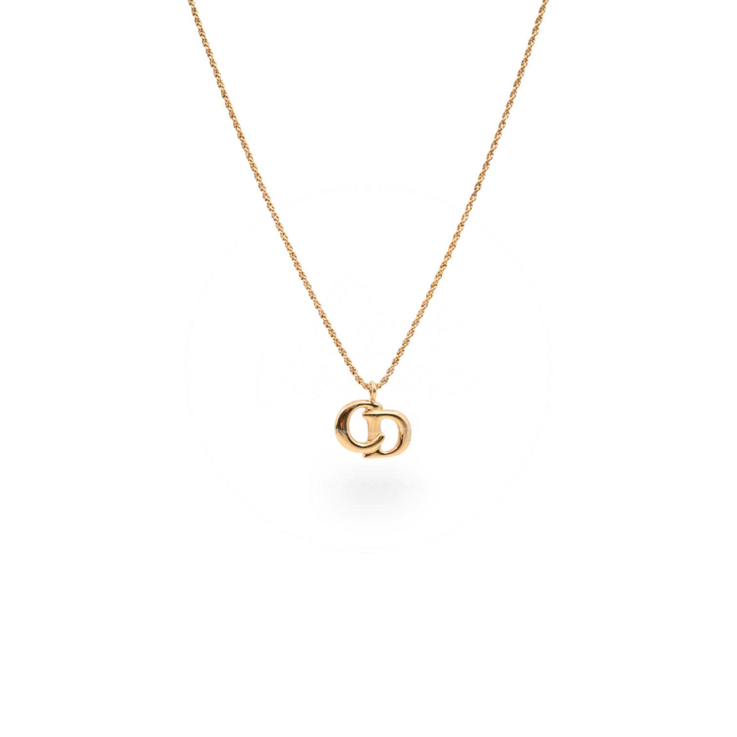 [Pre-owned] Christian Dior CD Logo Gold Necklace