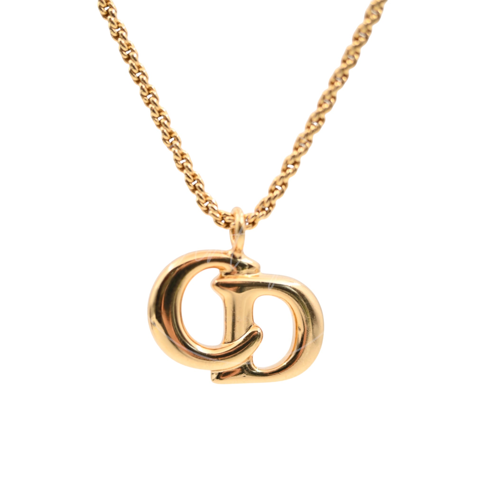 [Pre-owned] Christian Dior CD Logo Gold Necklace