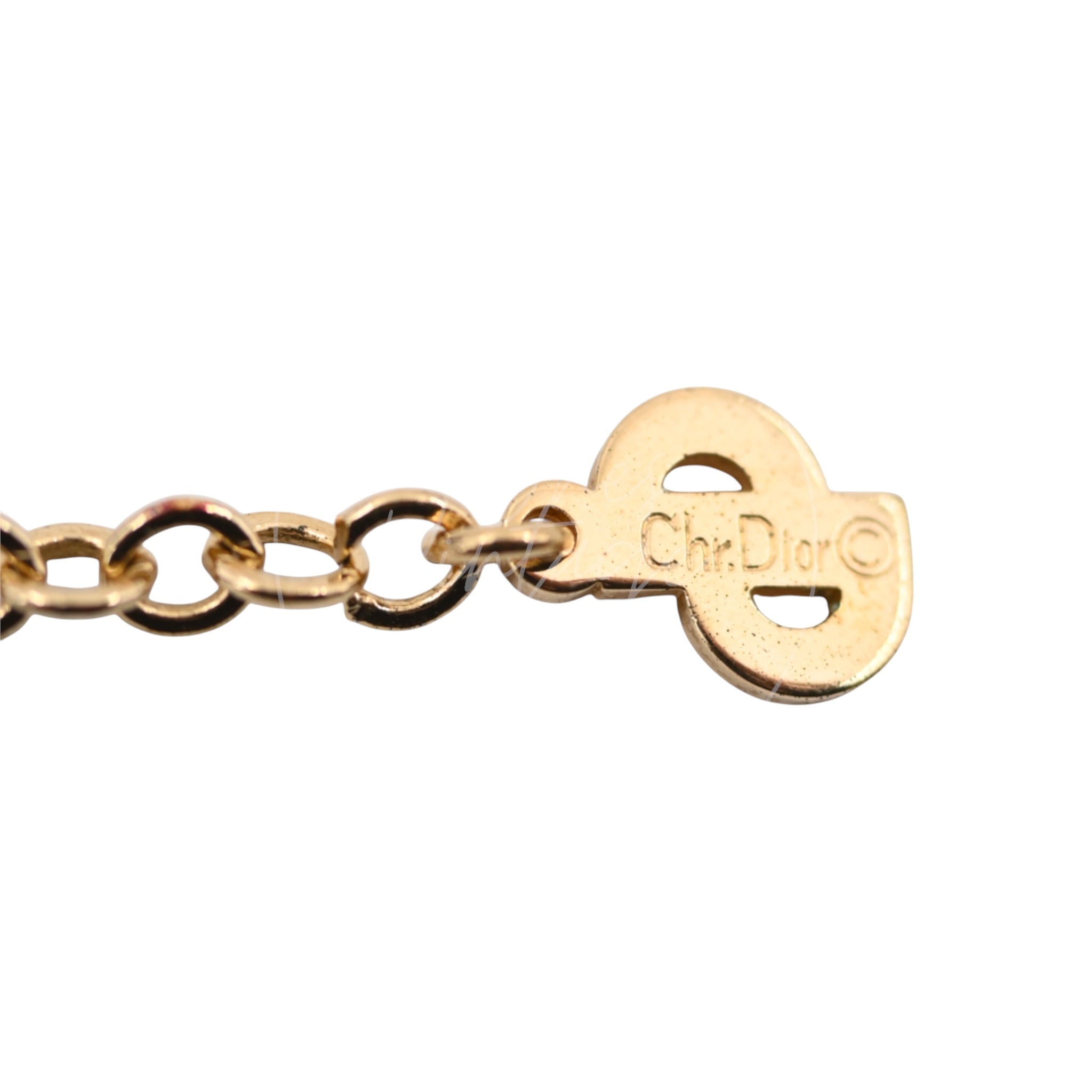 [Pre-owned] Dior Vintage 80s CD Logo Rhinestone Necklace