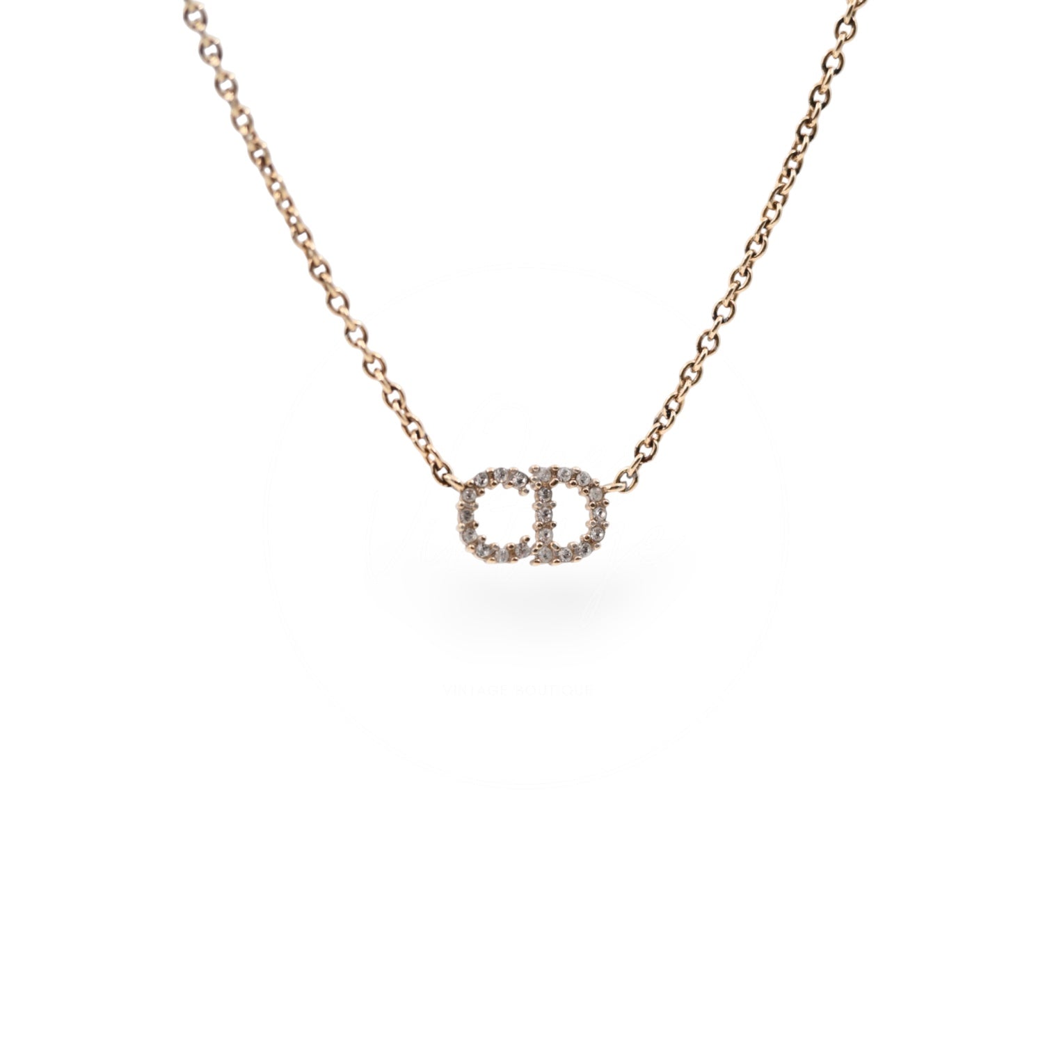 [Pre-owned] Dior Clair D Lune Crystal Gold Necklace