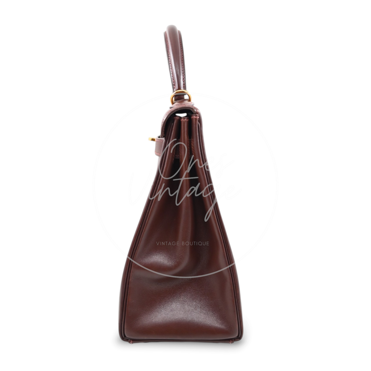 Hermès Kelly 32 Box Calfskin Leather GHW Brown Square E