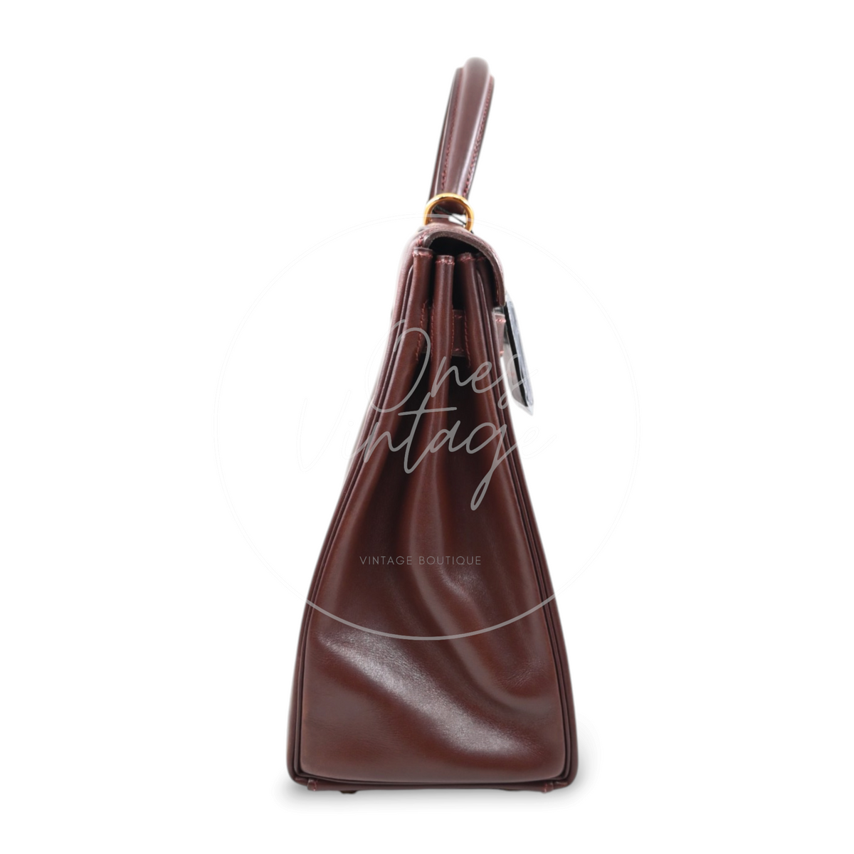 Hermès Kelly 32 Box Calfskin Leather GHW Brown Square E