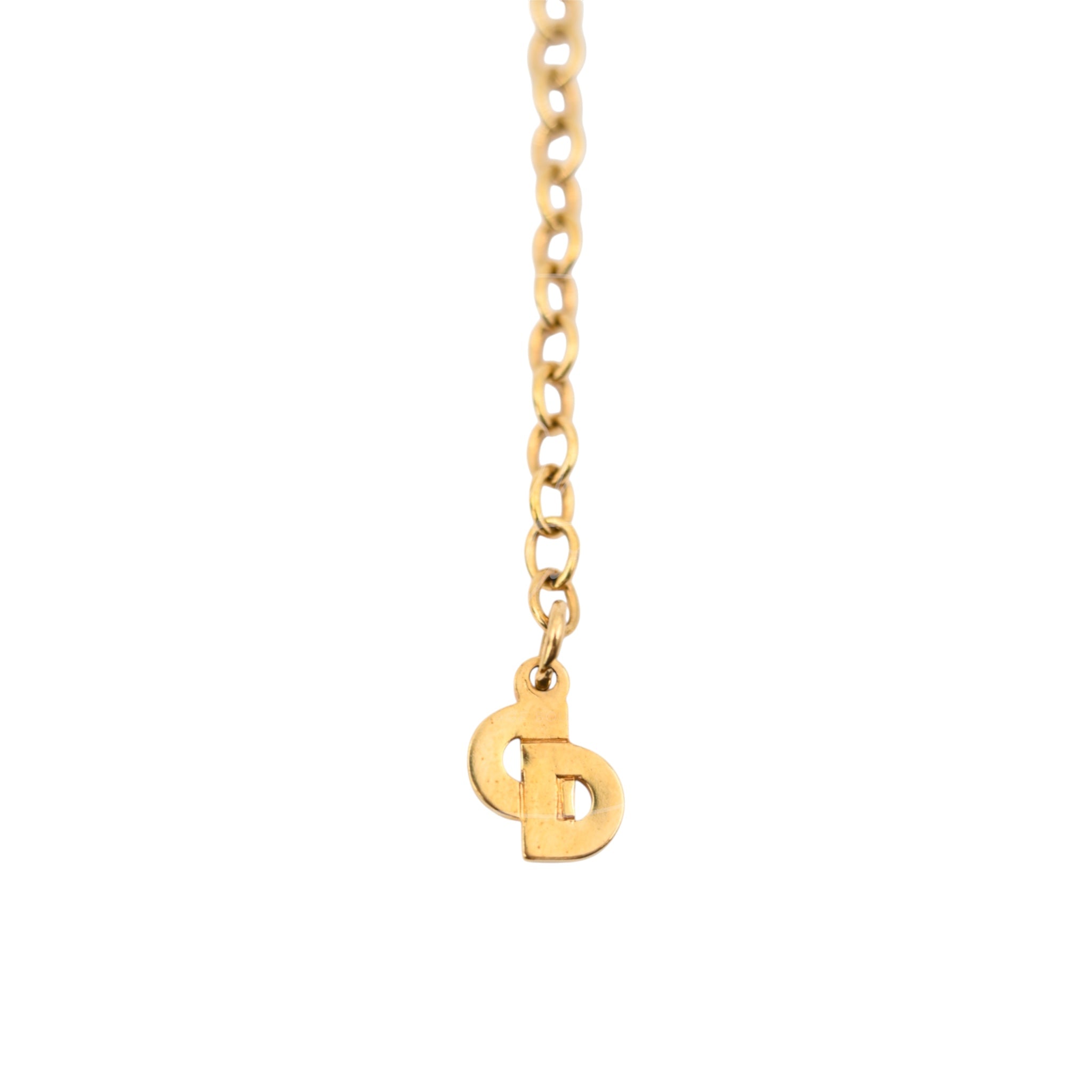 [Pre-owned] Dior Gold CD Logo Drop Shape Pendent Necklace