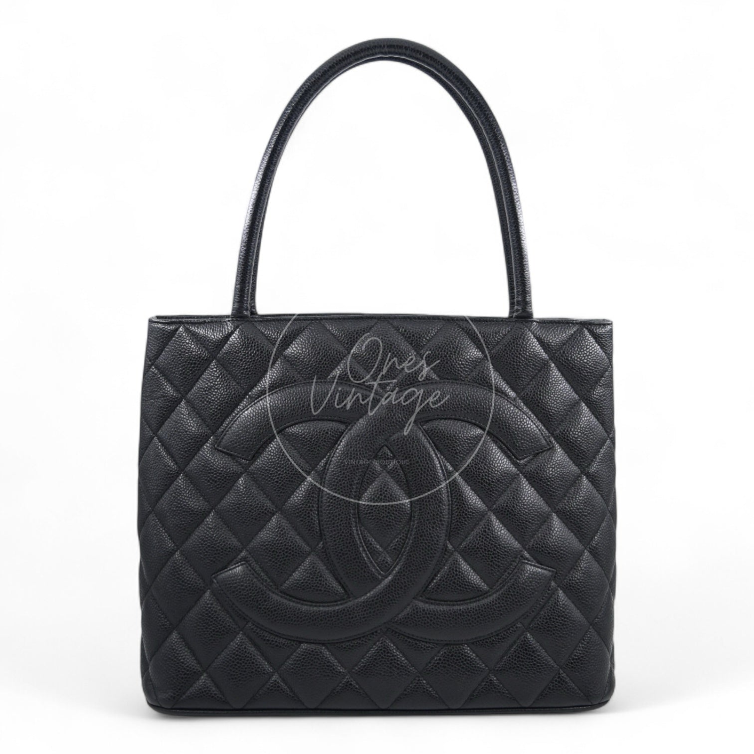 [Pre-owned] Chanel Black Caviar Vintage Medallion Tote Bag