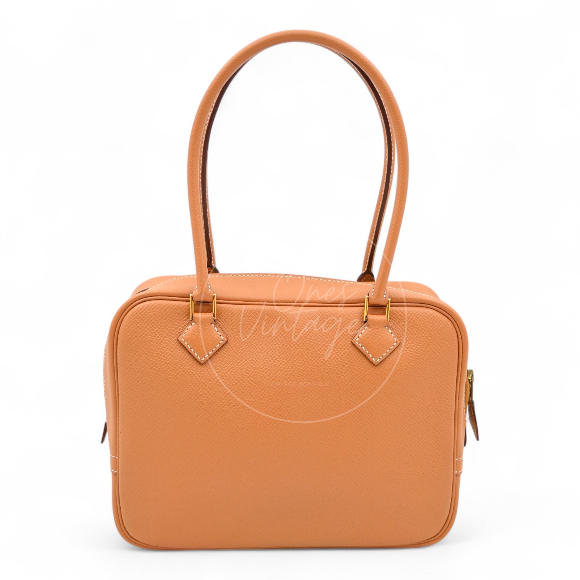 [Pre-owned] Hermes Mini Plume Natural Epsom GHW Stamp Circle W