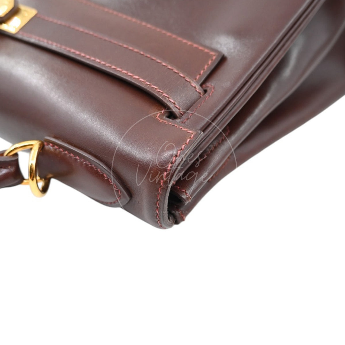 Hermès Kelly 32 Box Calfskin Leather GHW Brown Square E