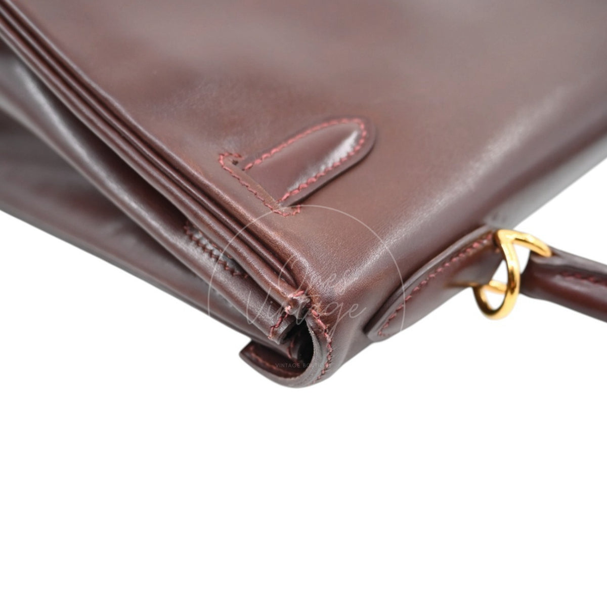 Hermès Kelly 32 Box Calfskin Leather GHW Brown Square E