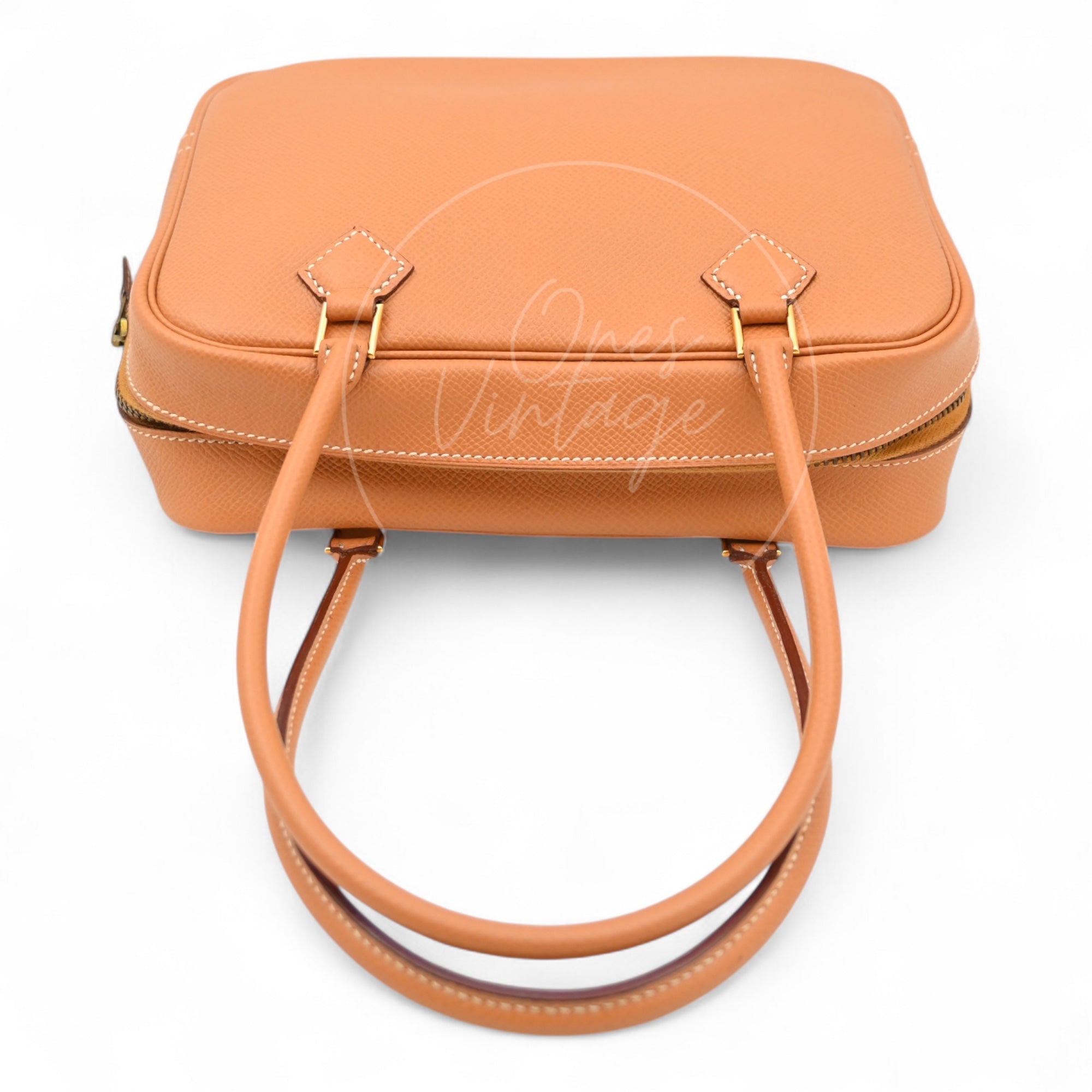 [Pre-owned] Hermes Mini Plume Natural Epsom GHW Stamp Circle W