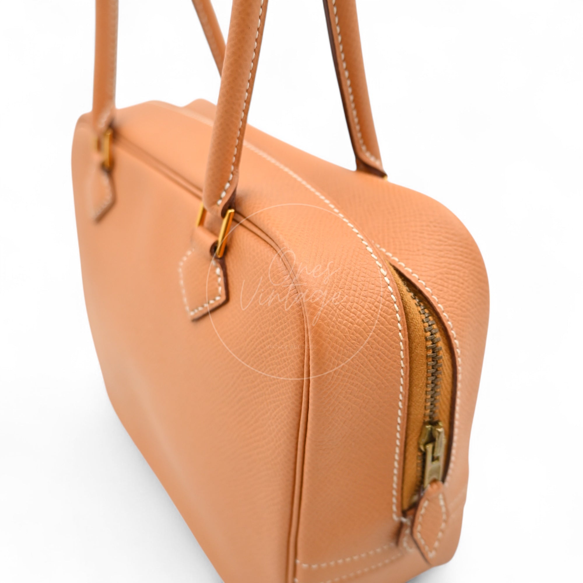 [Pre-owned] Hermes Mini Plume Natural Epsom GHW Stamp Circle W