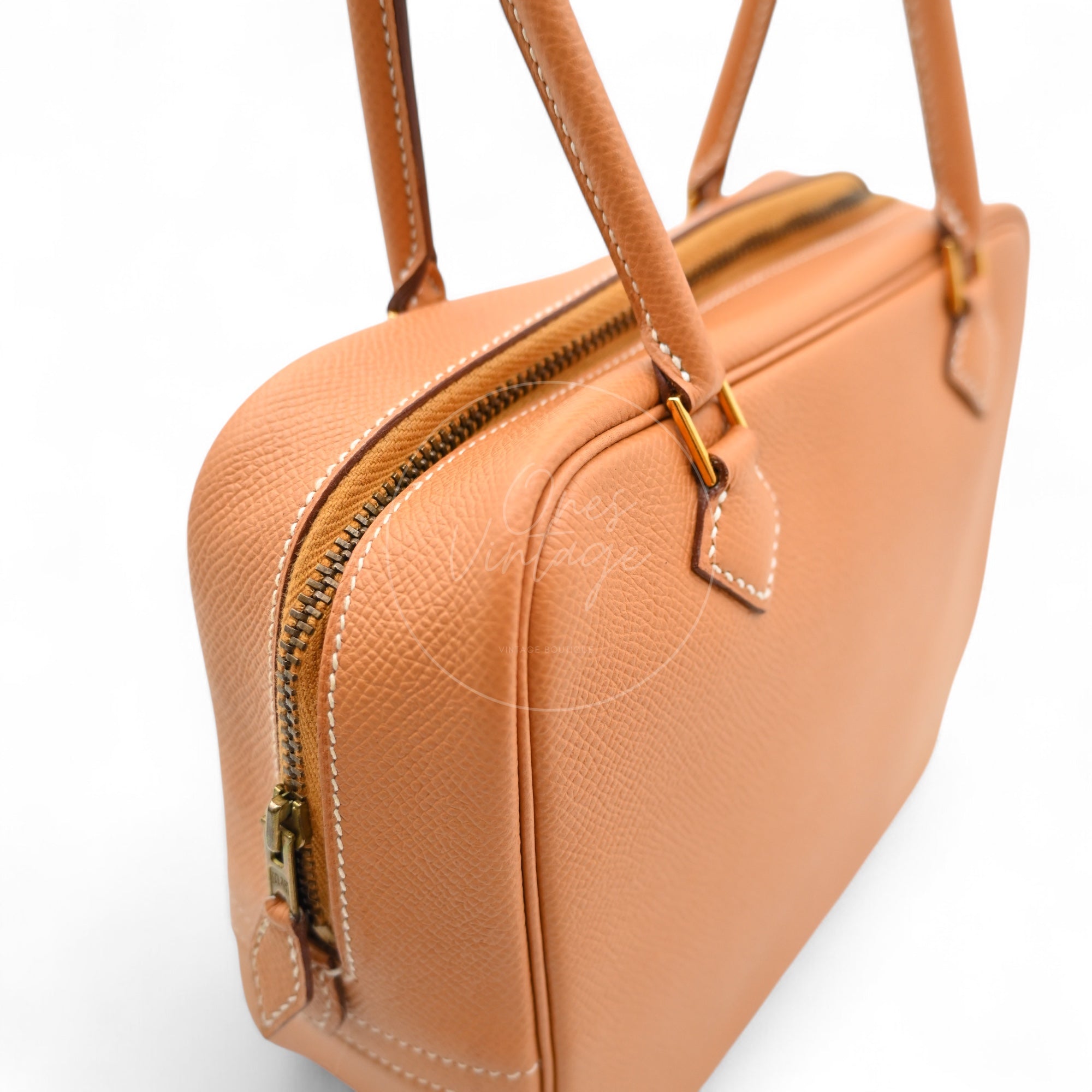 [Pre-owned] Hermes Mini Plume Natural Epsom GHW Stamp Circle W