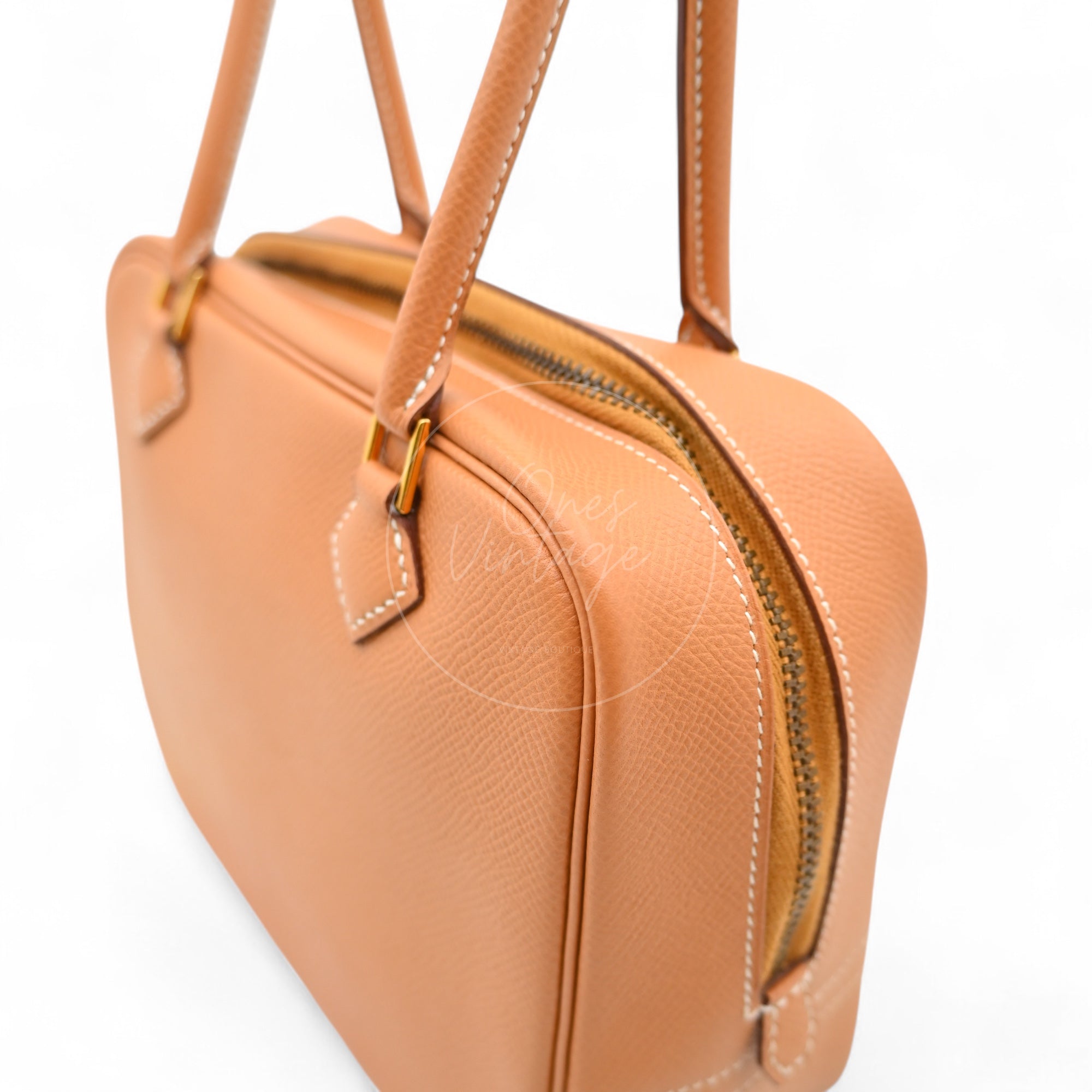 [Pre-owned] Hermes Mini Plume Natural Epsom GHW Stamp Circle W