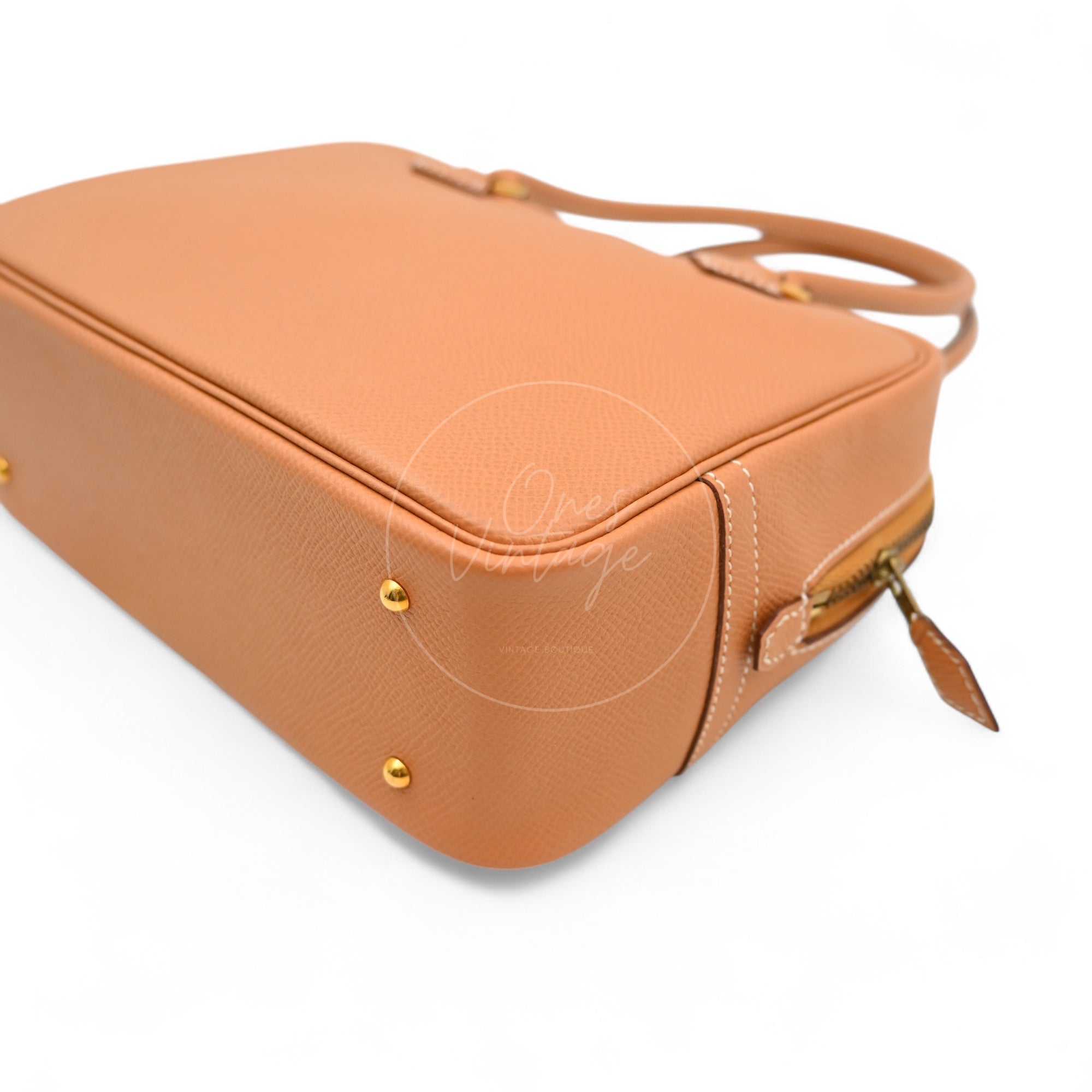 [Pre-owned] Hermes Mini Plume Natural Epsom GHW Stamp Circle W