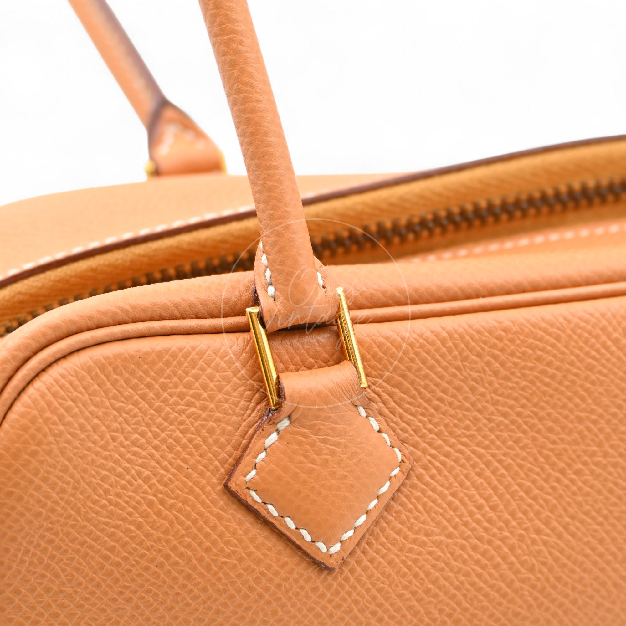 [Pre-owned] Hermes Mini Plume Natural Epsom GHW Stamp Circle W